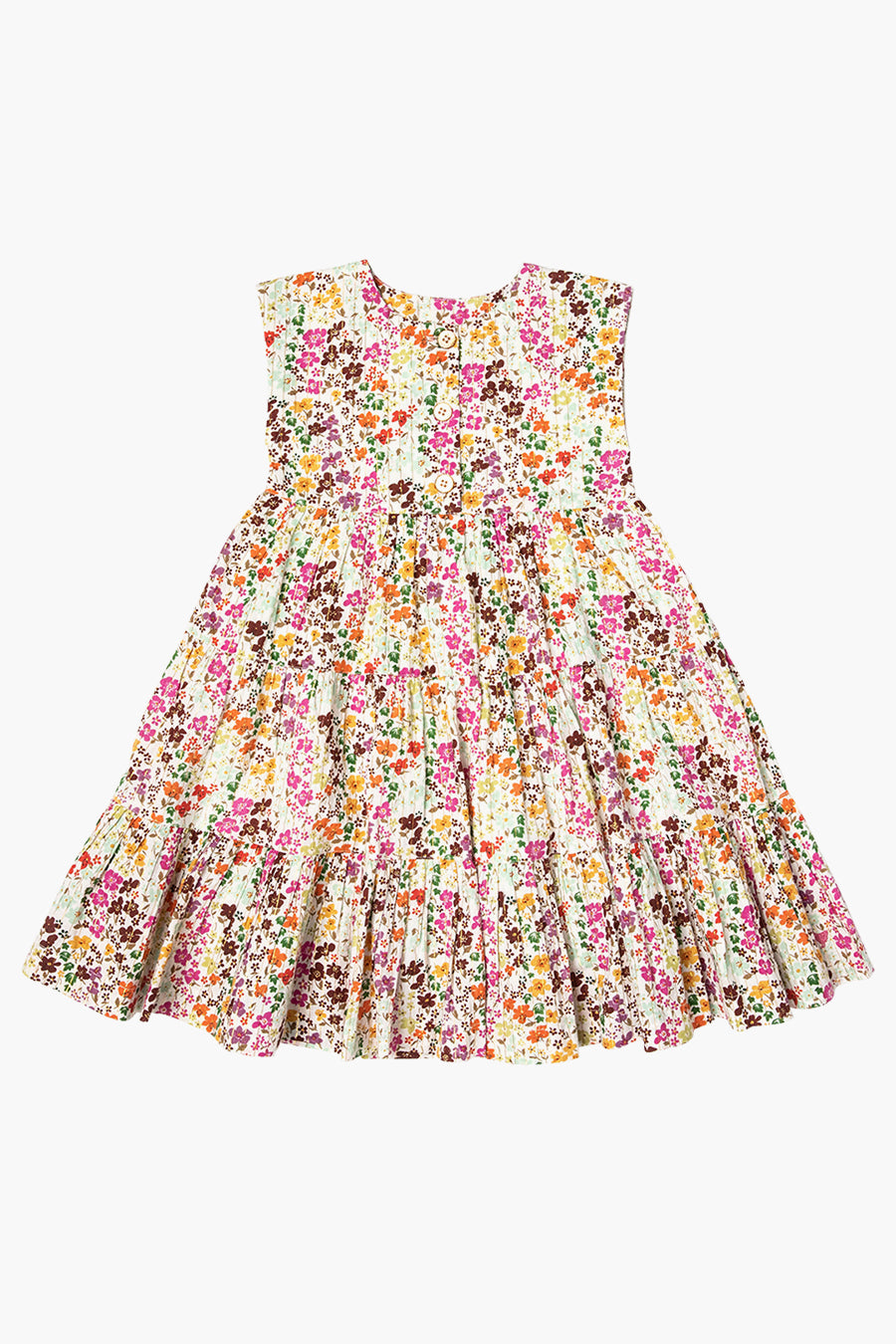 Girls Floral Chicken Print Dress - Pink Ruffled Party Dress for Kids Birthday, Photo Shoot & Special Occasions