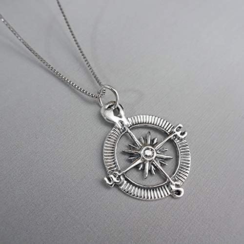 2025 Graduation Gift for Women - Sterling Silver Compass Necklace with 18