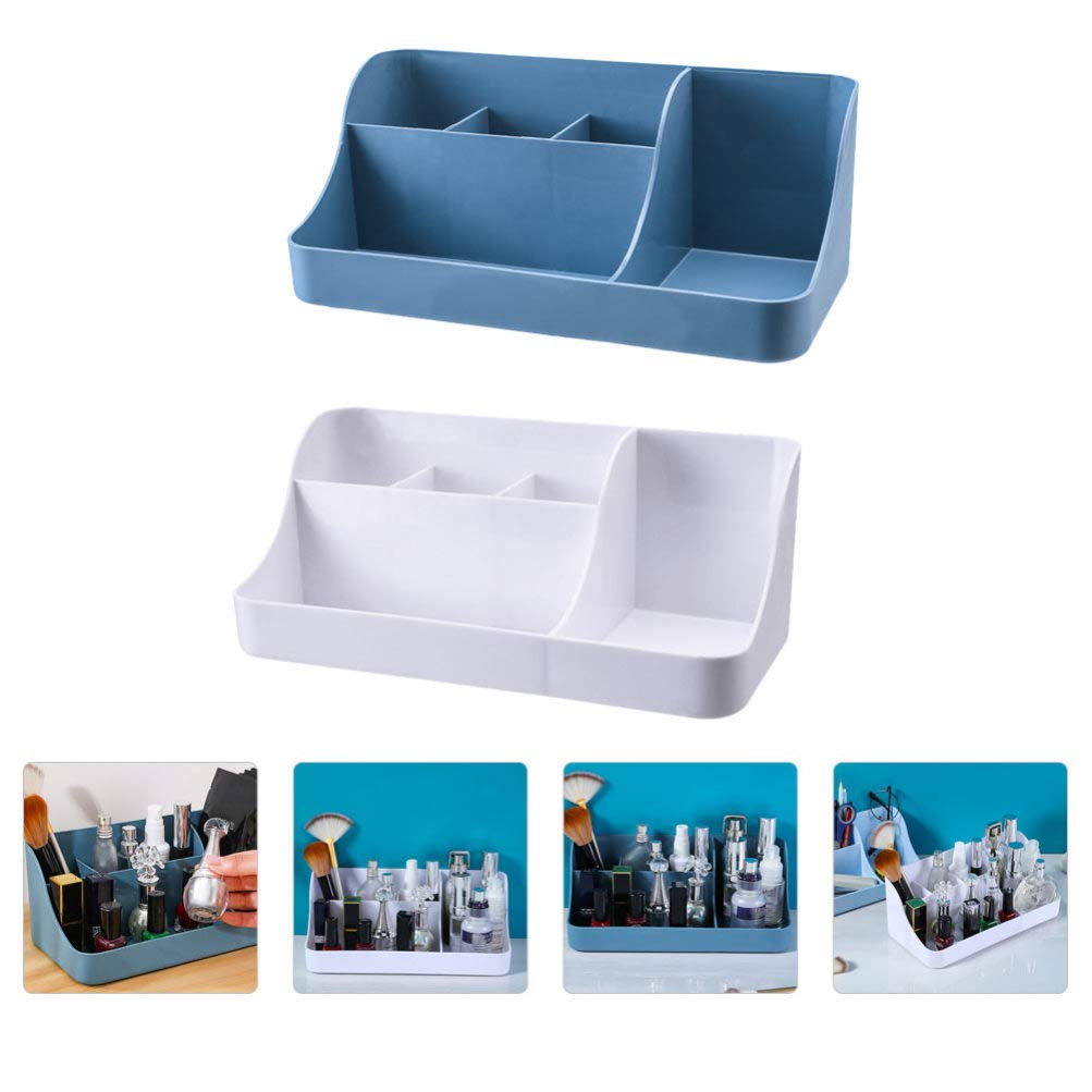 2-Pack Cosmetic Storage Boxes & Desktop Organizers - Multi-Compartment Makeup Organizer Baskets for Vanity, Bathroom & Home Organization - Perfect for Storing Cosmetics, Jewelry & Office Supplies
