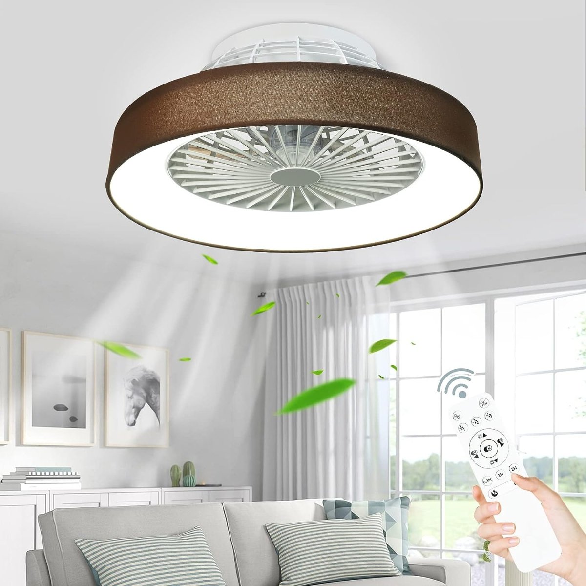 DLLT 18/22 Inch Flush Mount Ceiling Fan Remote Control Replacement - Infrared Starry Sky Fan Remote for Bedroom, Living Room & Office