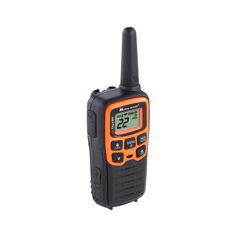 Midland T51X3VP3 X-TALKER Walkie Talkie - Long Range Two Way Radio for Camping, Hiking & Outdoor Adventures | Handheld FRS/GMRS Compact Walkie Talkies for RZR, UTV & Off-Road Vehicles | NOAA Weather Alert & Scan | Black/Orange (3-Pack) | Perfect for Emergency Communication & Group Activities