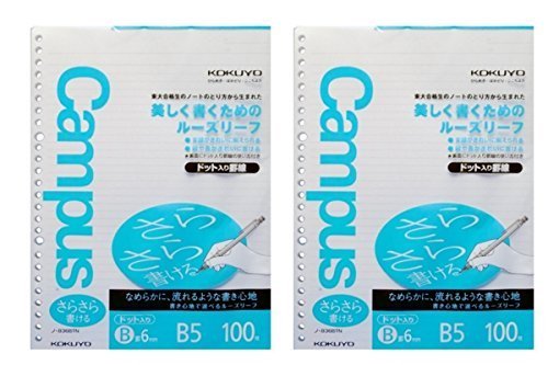 Kokuyo Campus Todai Series B5 Pre-Dotted Loose Leaf Paper - 6mm Rule, 36 Lines, 200 Sheets, 26 Holes - Perfect for Note Taking, Study & Organization - Japan Import (6.9