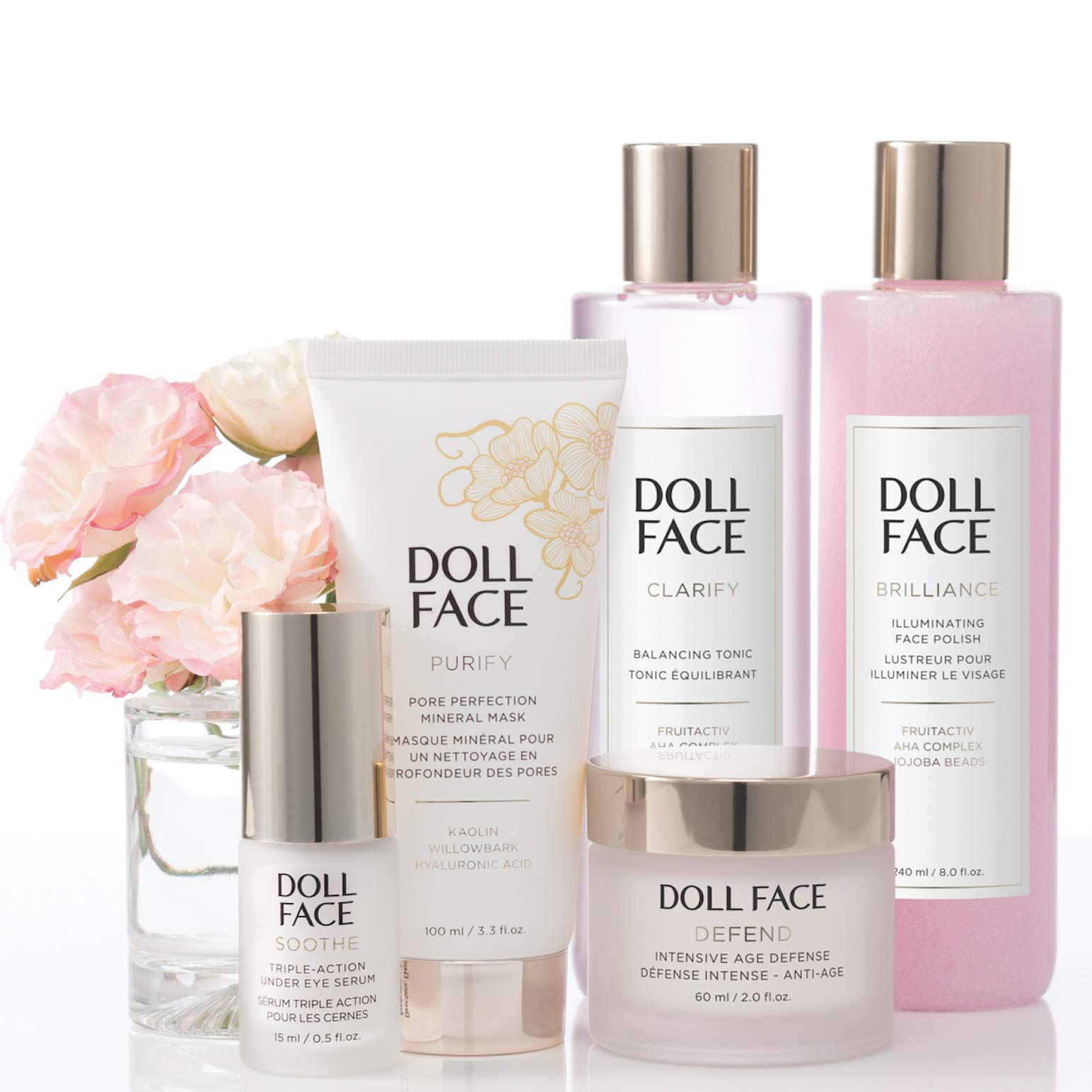 DOLL FACE Skin Care Face Mask - Pore Minimizing Mineral Facial Mask with Kaolin Clay, Willow Bark & Hyaluronic Acid | Detox & Deep Cleansing Treatment | 3.3 fl oz | Perfect for Acne-Prone Skin & Blackhead Removal | Spa Day & Self-Care Essential