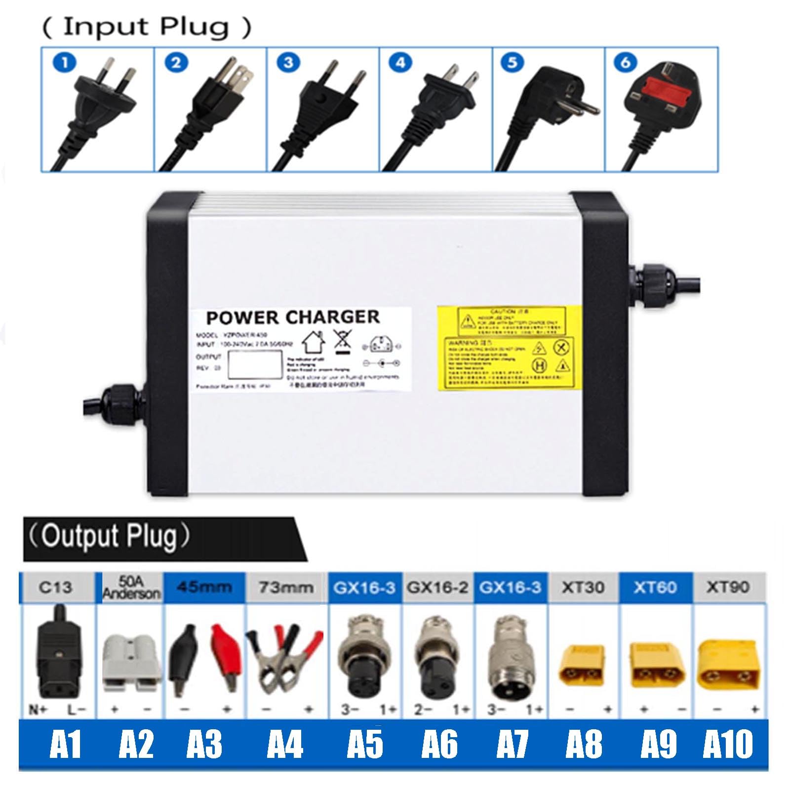 58.4V 15A Smart Fast Lithium Battery Charger for 48V 16S Li-ion Batteries - Perfect for Electric Bikes, Scooters, and Power Tools Charging
