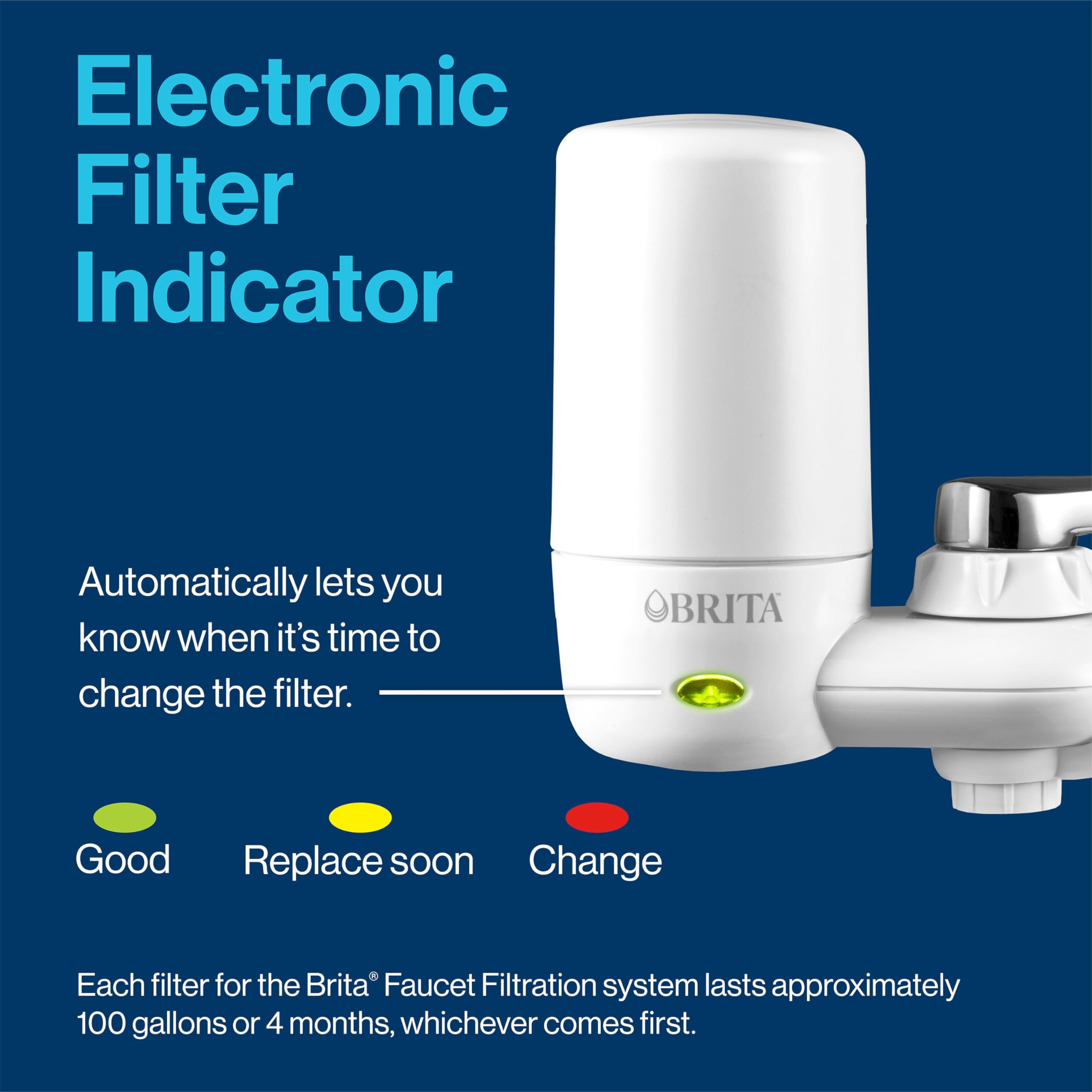 Brita Faucet Mount Water Filter System - Advanced Filtration Removes 99% Lead & Impurities, Includes 1 Replacement Filter, White - Perfect for Kitchen Sink, Home & Office Water Purification