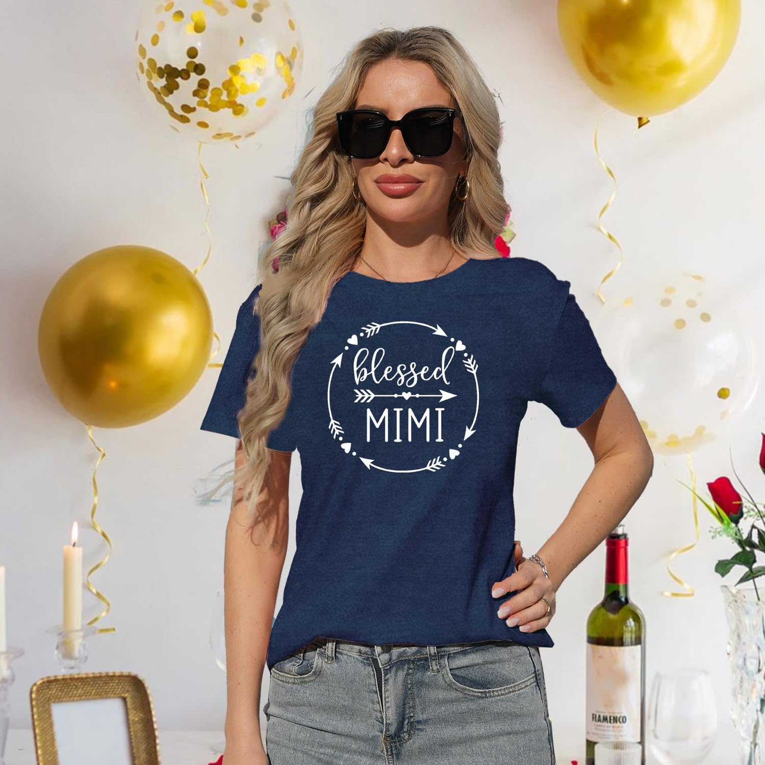 Blessed Grandma T-Shirt for Women - Heart Graphic Tee - Perfect Grandma Gift - Comfortable Cotton Top - Green - Ideal for Mother's Day, Family Reunions & Grandparents Day Celebrations