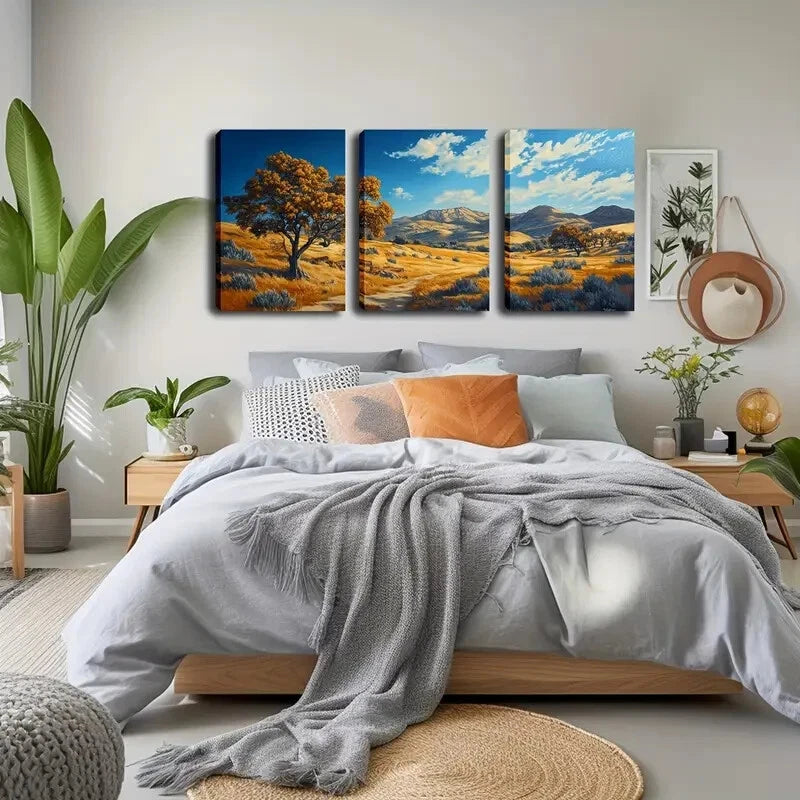 3-Piece Autumn Desert Mountain Wall Art Set - Framed Canvas Prints 40x60cm - High Quality Australian Made Wall Decor for Living Room, Bedroom & Office