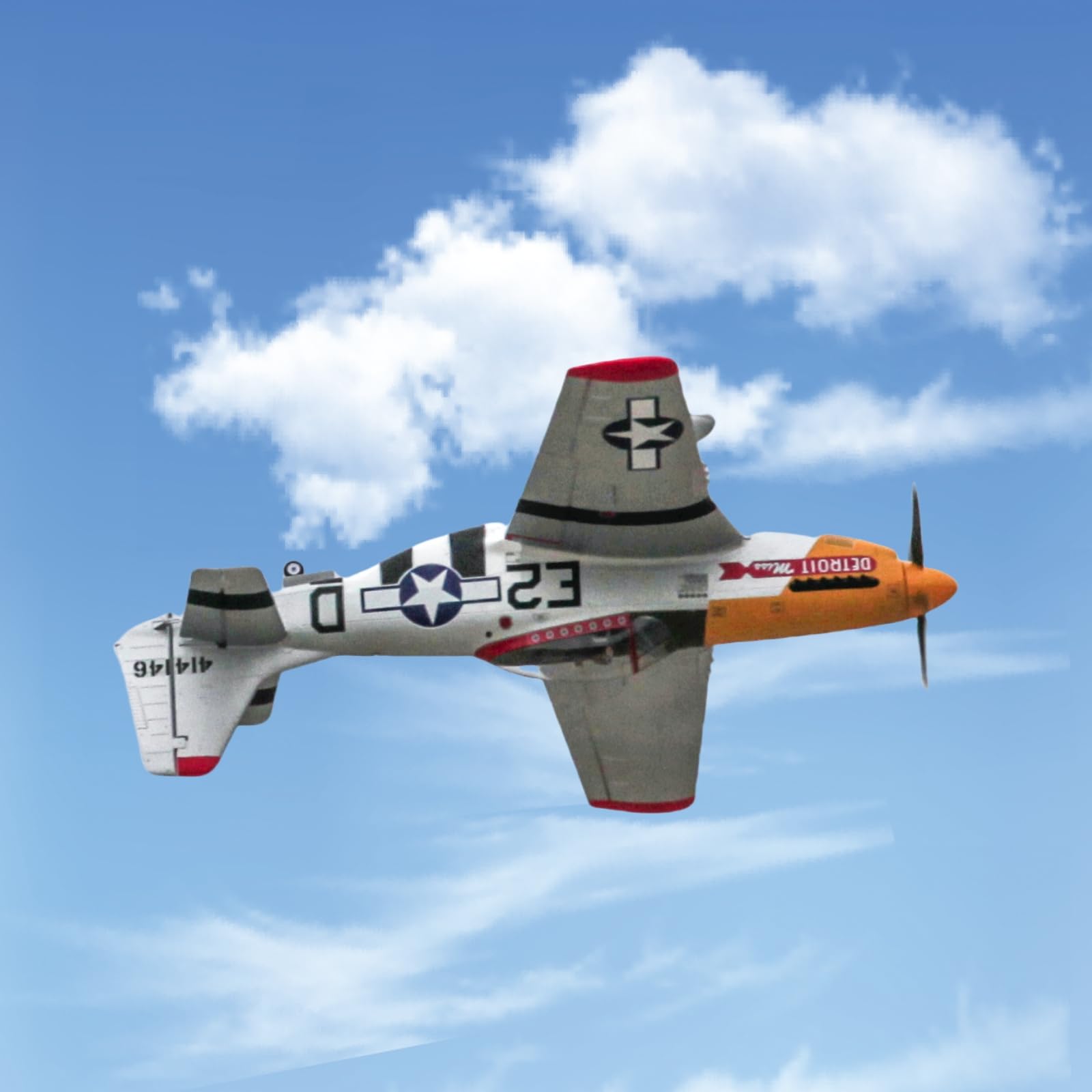 Arrows RC Plane for Adults - 1100mm P-51 Mustang Detroit Miss V2 6CH Remote Control Airplane PNP (No Battery/Charger/Radio) | Ready-to-Fly Warbird Model for Outdoor Flying & RC Hobby Enthusiasts