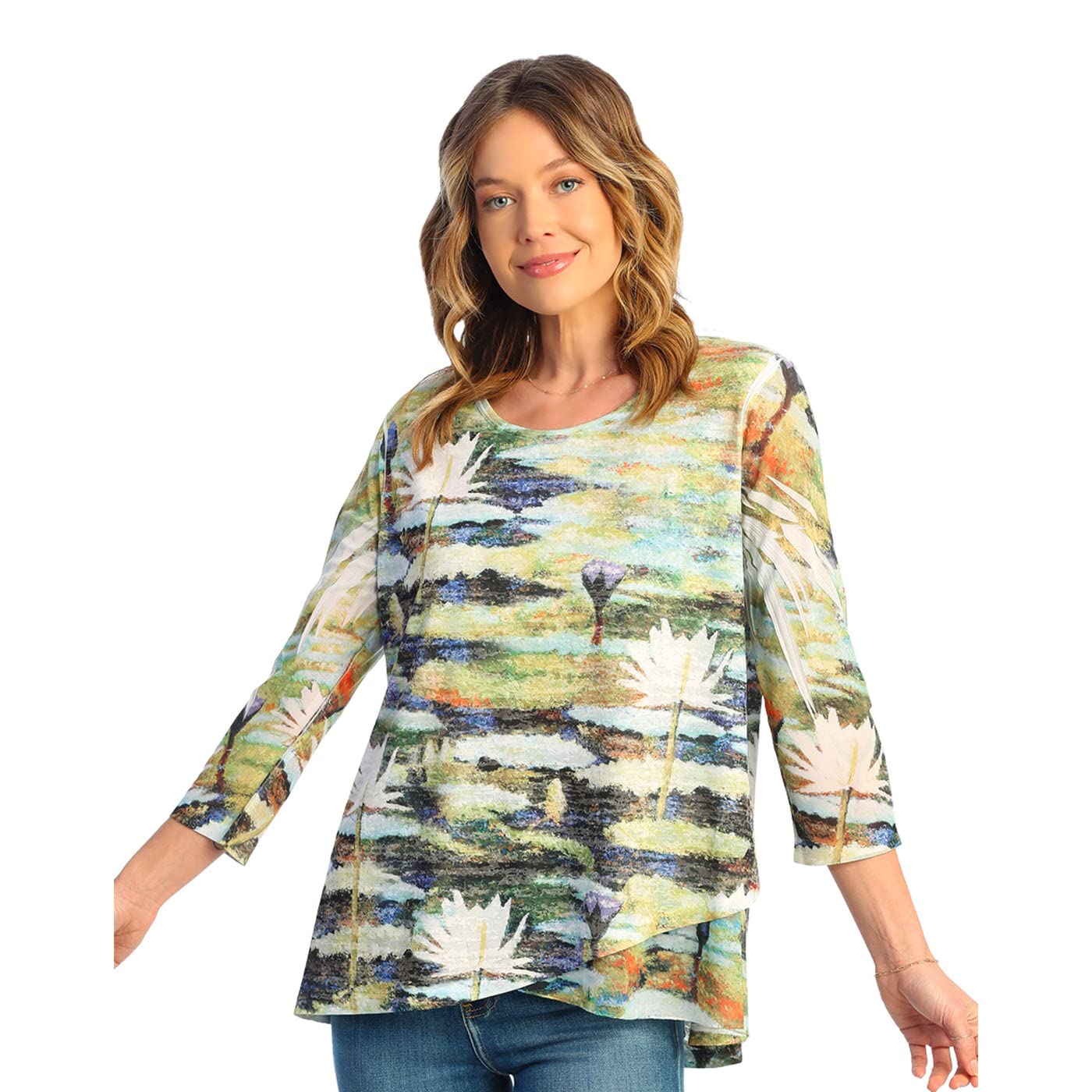 Jess & Jane Women's Burnout Tunic Top with Mesh Contrast Detail - Boho Chic Blouse for Casual Wear, Date Night & Summer Outfits