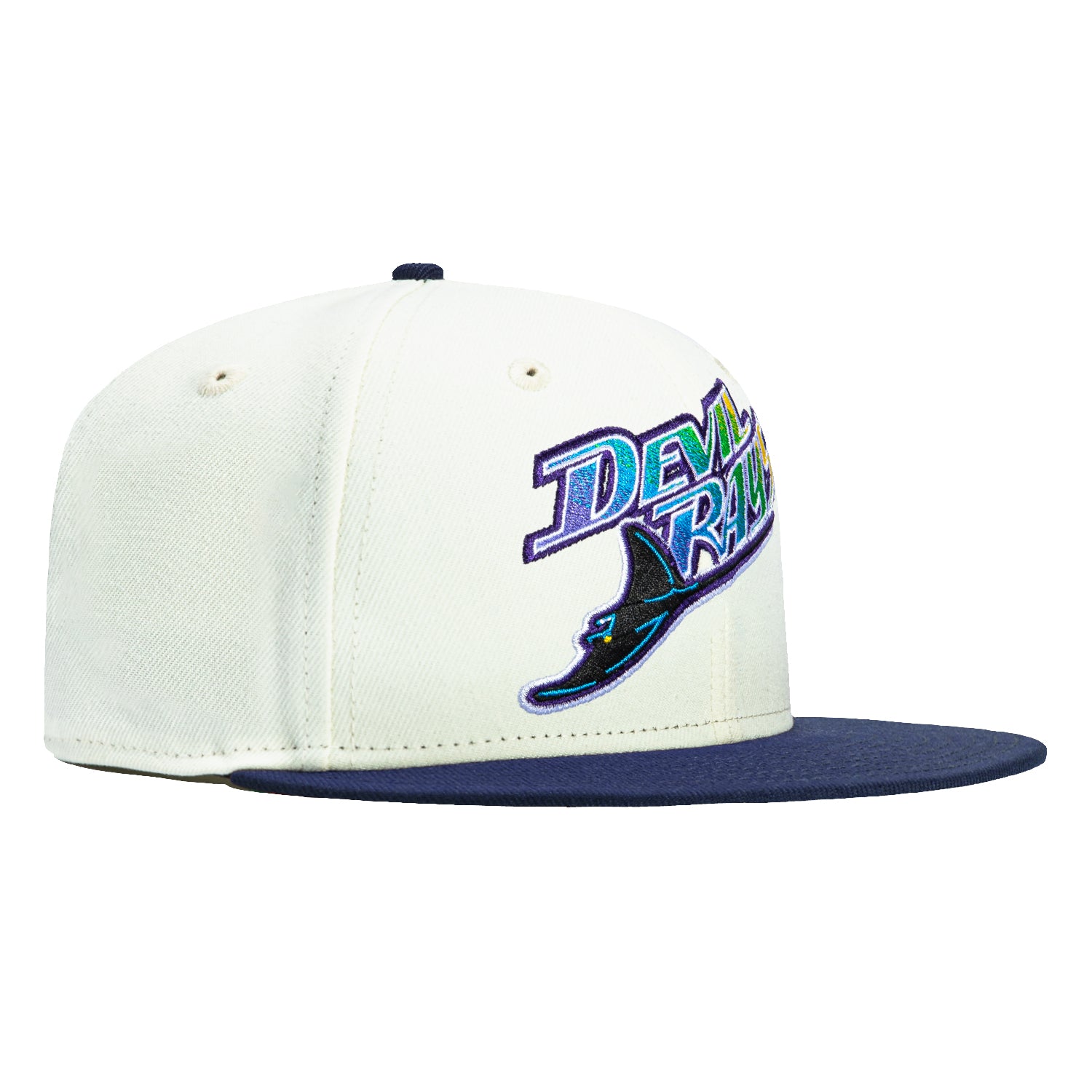 New Era 59Fifty Tampa Bay Rays MLB Jersey Snapback Hat - White & Light Navy Baseball Cap for Men & Women - Perfect for Games, Sports Events & Casual Wear