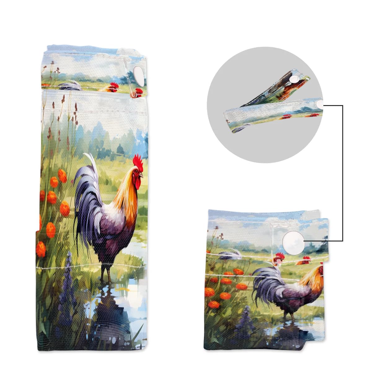 Farmhouse Rooster Wet Dry Bags 2-Pack - Waterproof Travel Laundry Bags for Swimsuits, Cloth Diapers & Gym Clothes - Reusable Storage Organizer for Beach, Pool, Yoga, Sports & Baby Care