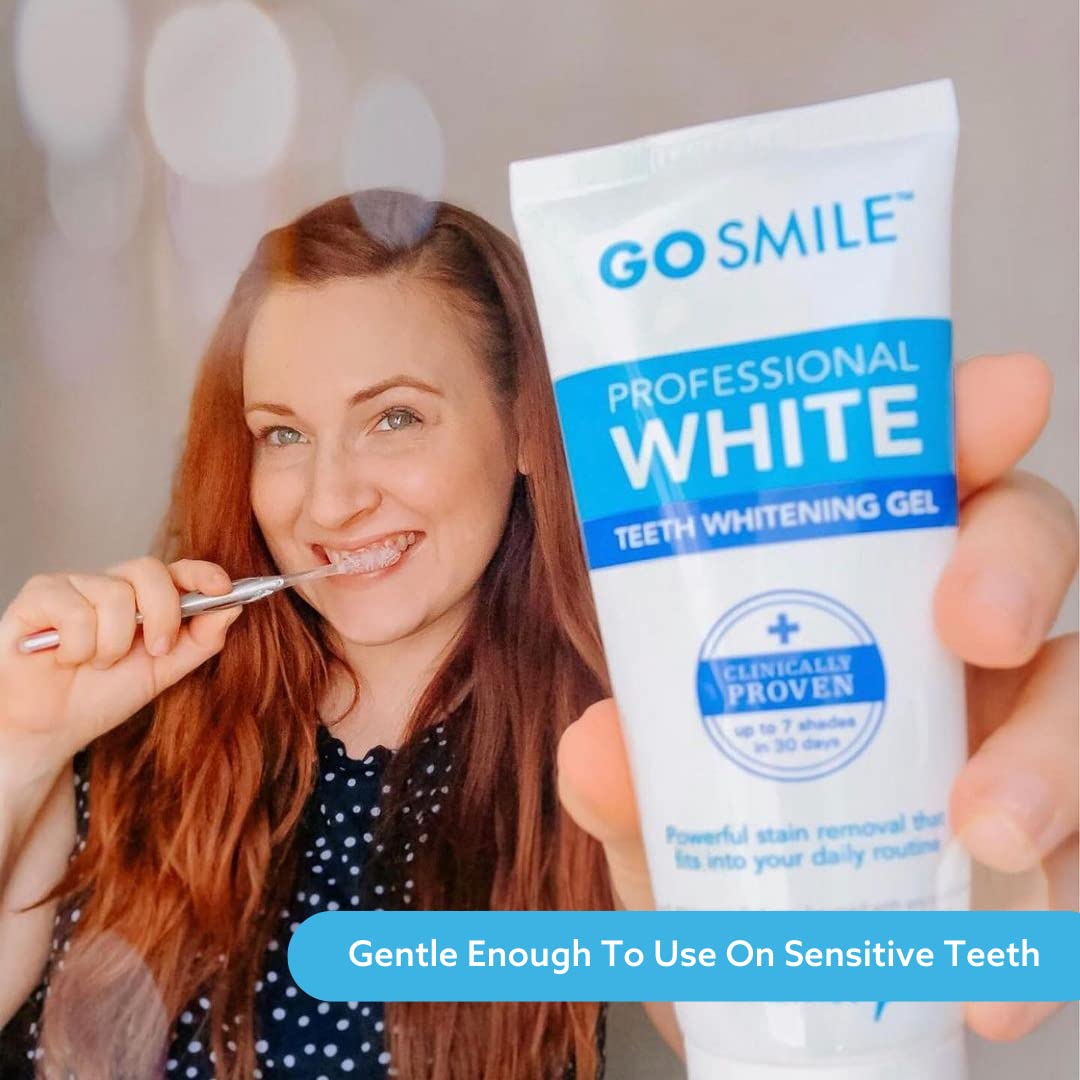 GO SMILE Professional Teeth Whitening Gel (2 Pack) - Travel Size Enamel Whitener & Stain Remover for Sensitive Teeth - 3.4 oz Tubes - Perfect for Travel, Home Use & Bright Smiles
