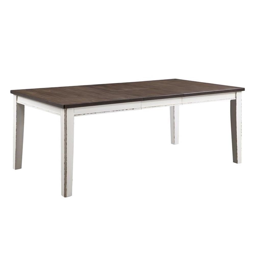 Furniture of America Fie Rustic Solid Wood Expandable Dining Table - White Finish | Farmhouse Style Dining Room Table for 6 to 10 People | Perfect for Family Gatherings & Entertaining Guests
