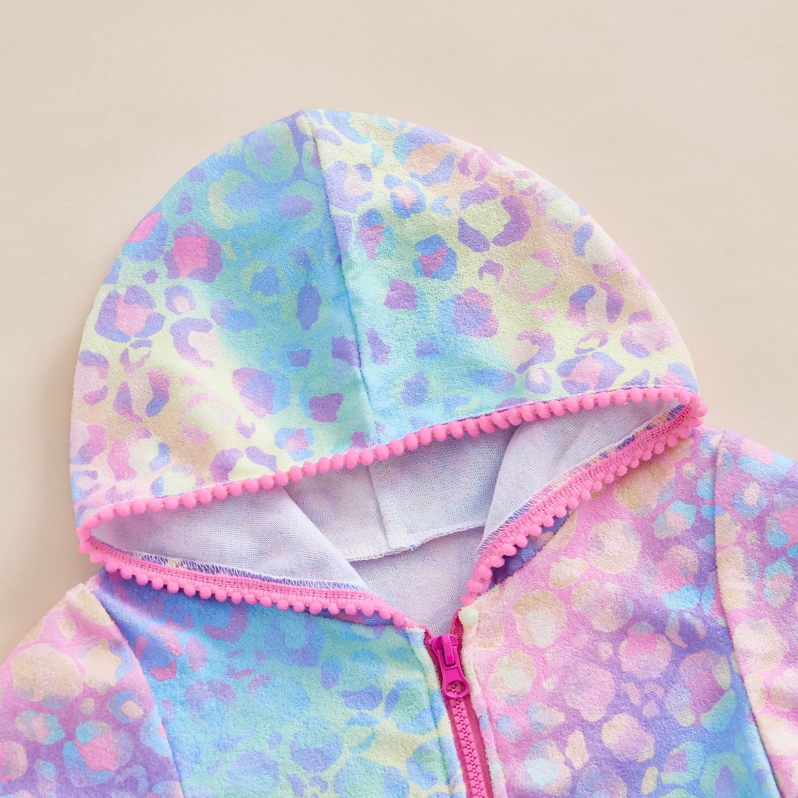 Kids Toddler Girls Hooded Swim Cover Up - Zip Up Terry Towel Robe for Pool, Beach & Bathing - Soft Swimsuit Wrap for After Swim & Sun Protection