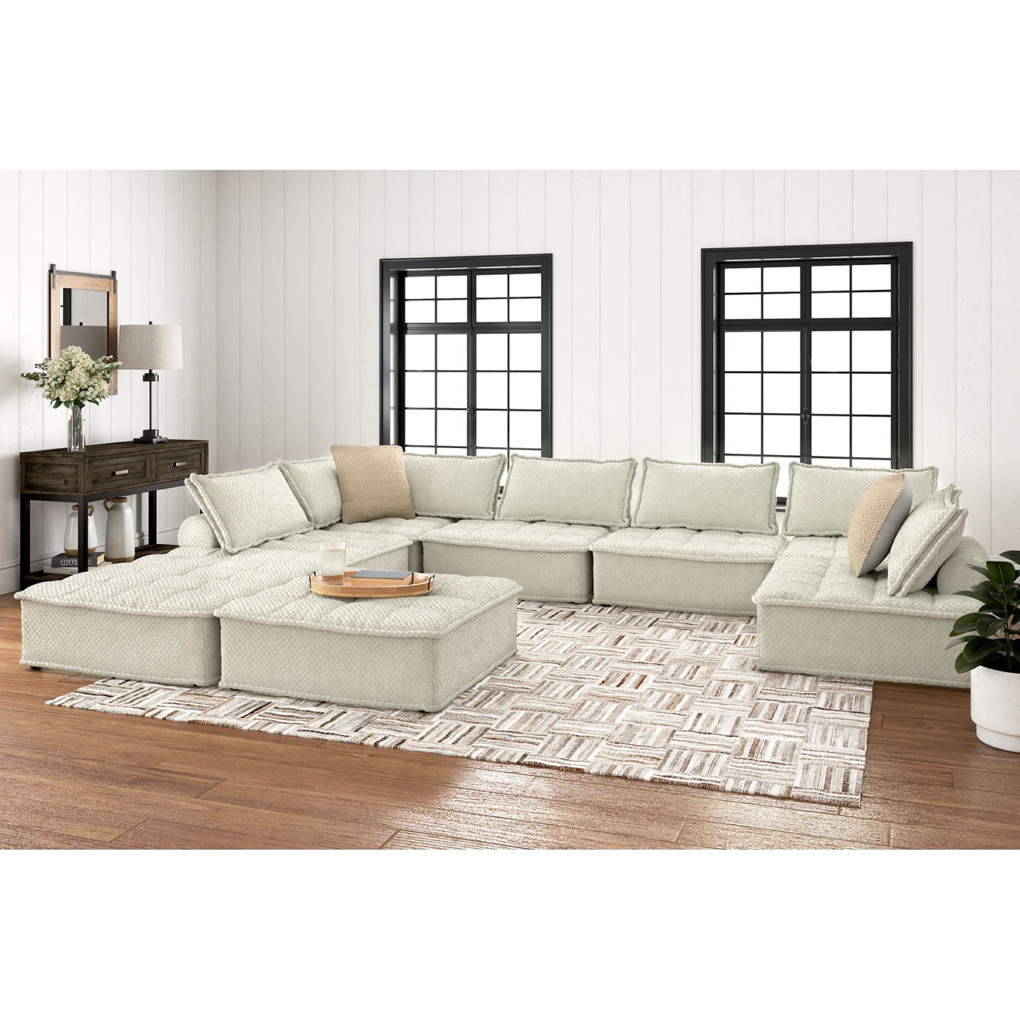 8-Piece Modular Sectional Sofa Set - Modern L-Shaped Couch with Reversible Chaise for Living Room, Family Room & Home Theater