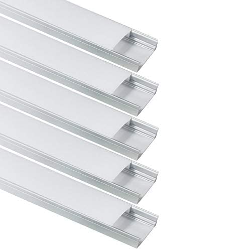 LightingWill 6.6ft/2M 20 Pack (131ft/40M) U-Shaped Aluminum LED Channel System for LED Strip Lights - 9x17mm Silver Profile with White Diffuser Cover, End Caps & Mounting Clips - Perfect for Home, Kitchen, Cabinet, and Commercial Lighting