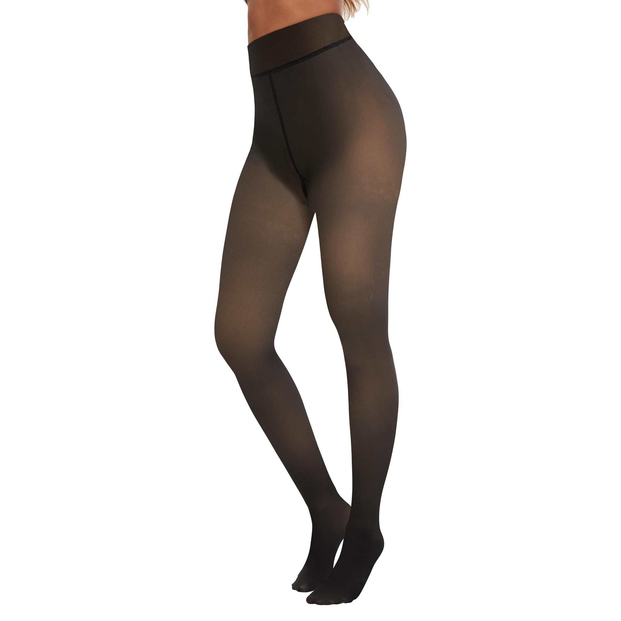 TNNZEET Women's Fleece Lined Tights - Opaque Black & Colorful Thermal Leggings for Winter | Warm Pantyhose Under Dresses for Work, Parties & Cold Weather