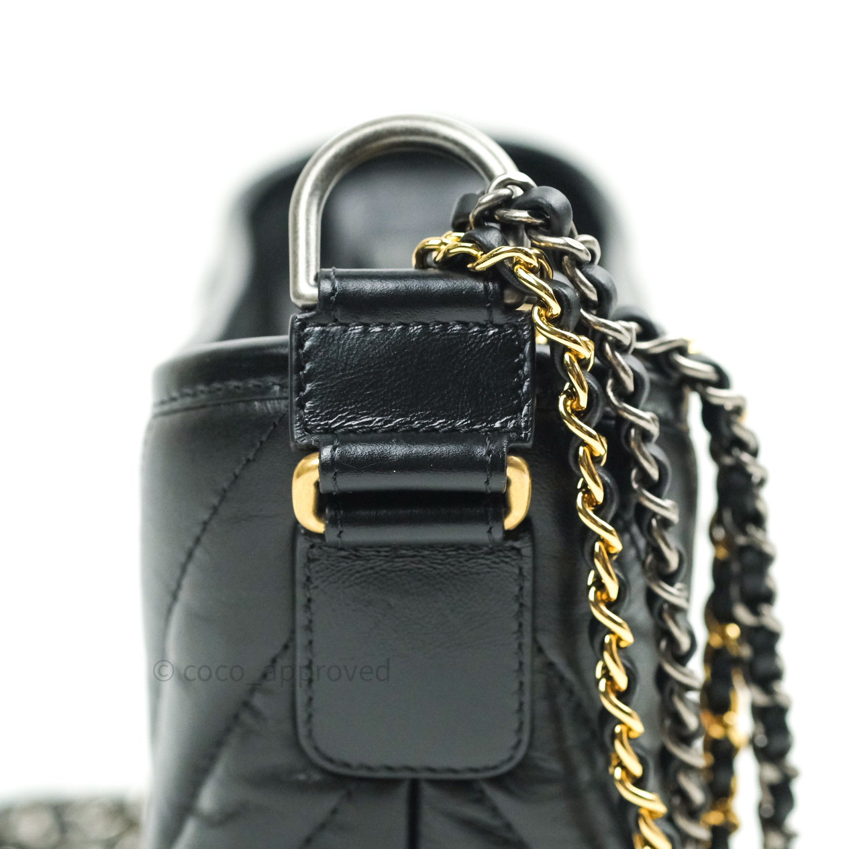 Chanel Small Chevron Gabrielle Hobo Bag in Black Calfskin with Mixed Hardware - Perfect for Everyday Use, Work, and Special Occasions