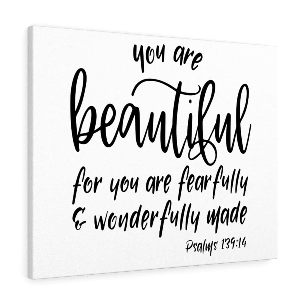 You Are Beautiful Psalm 139:14 Christian Wall Art - Bible Verse Print Ready to Hang - Inspirational Scripture Decor for Home, Church & Office
