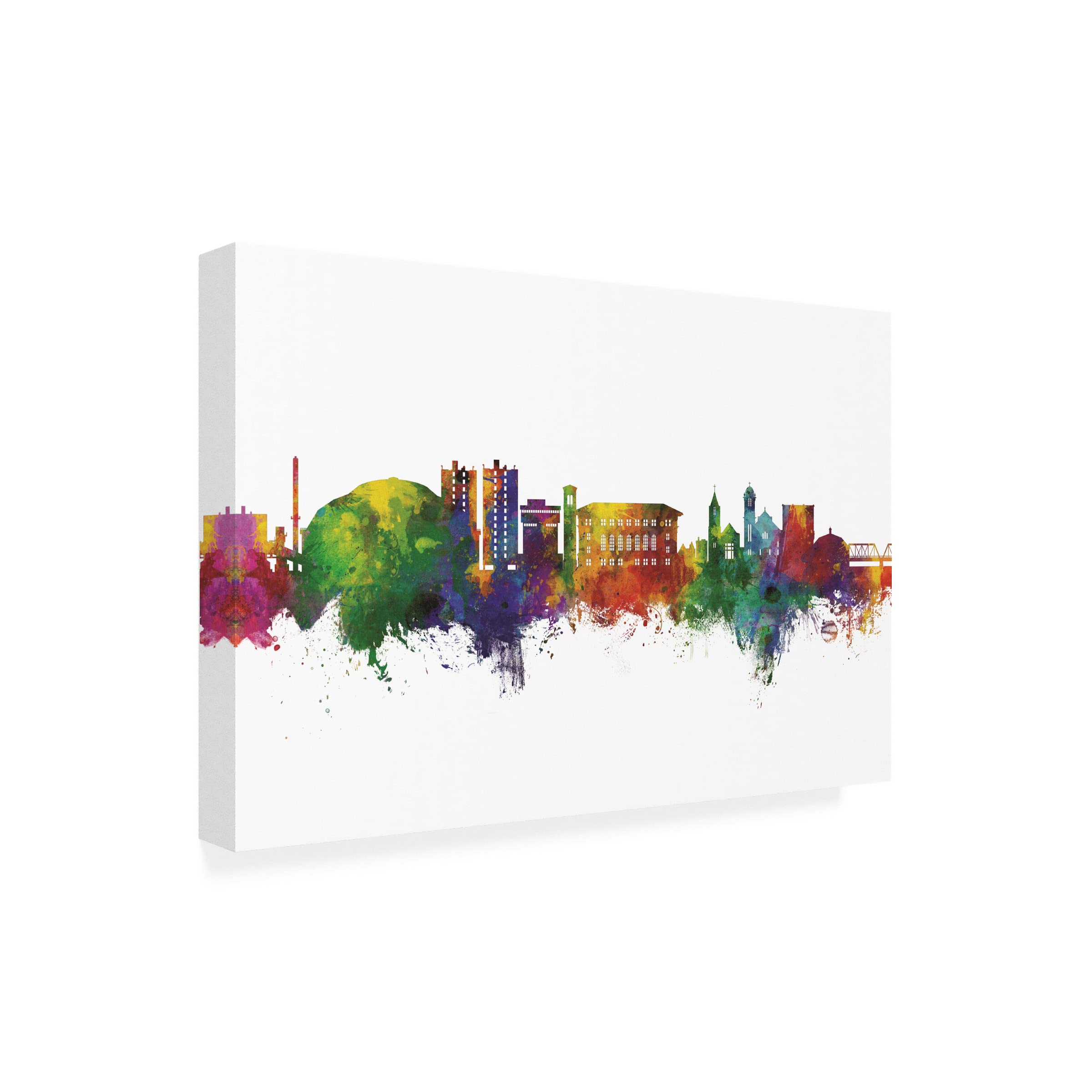 Michael Tompsett 'Cedar Falls Iowa Skyline' Canvas Wall Art Print - Modern Home & Office Decor for Living Room, Bedroom or Gift
