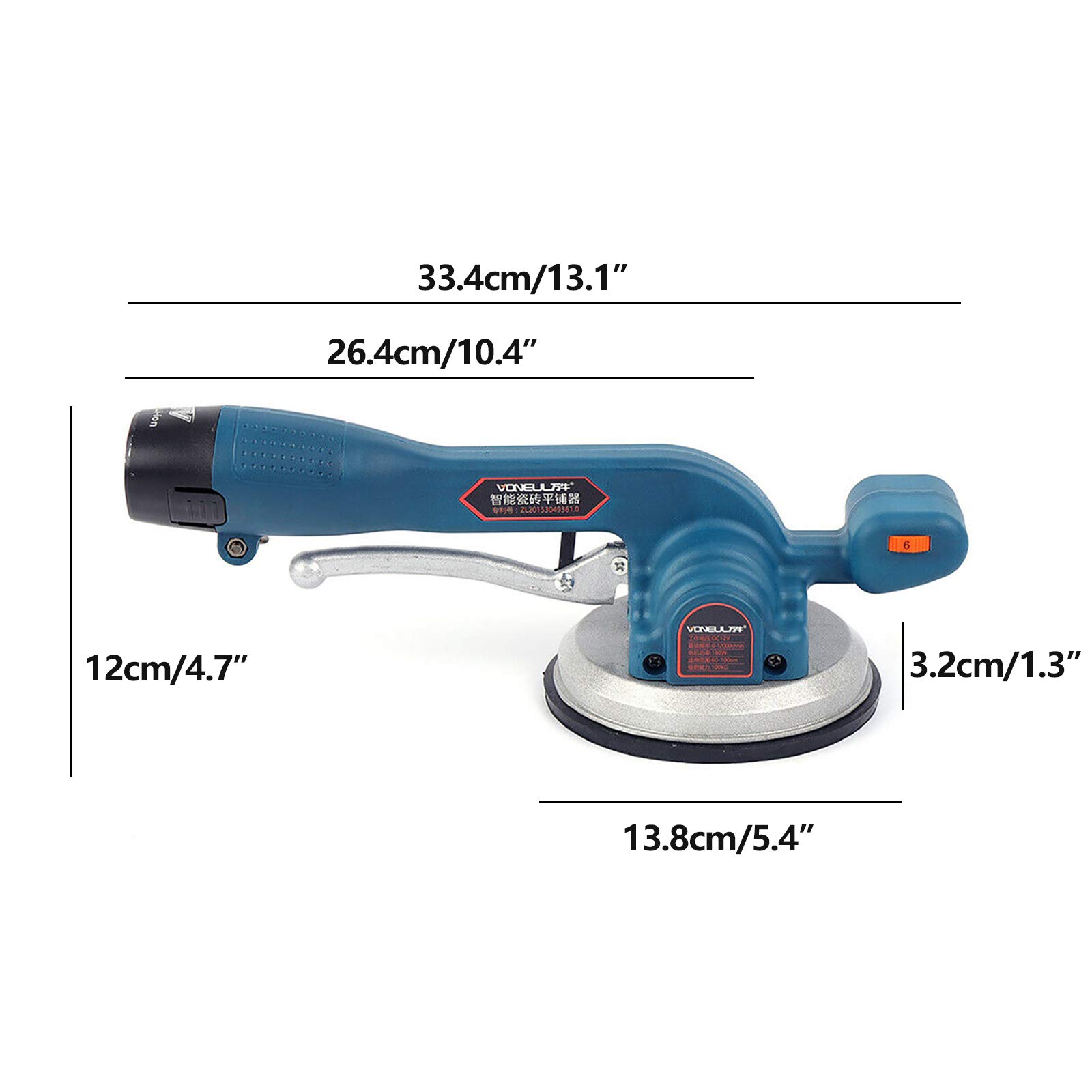Gdrasuya10 Electric Handheld Tile Leveling Machine - Automatic Rechargeable Tile Vibrator with Aluminum Suction Cup (2 Pack) - Perfect for Floor & Wall Tile Installation, DIY Home Renovation Projects