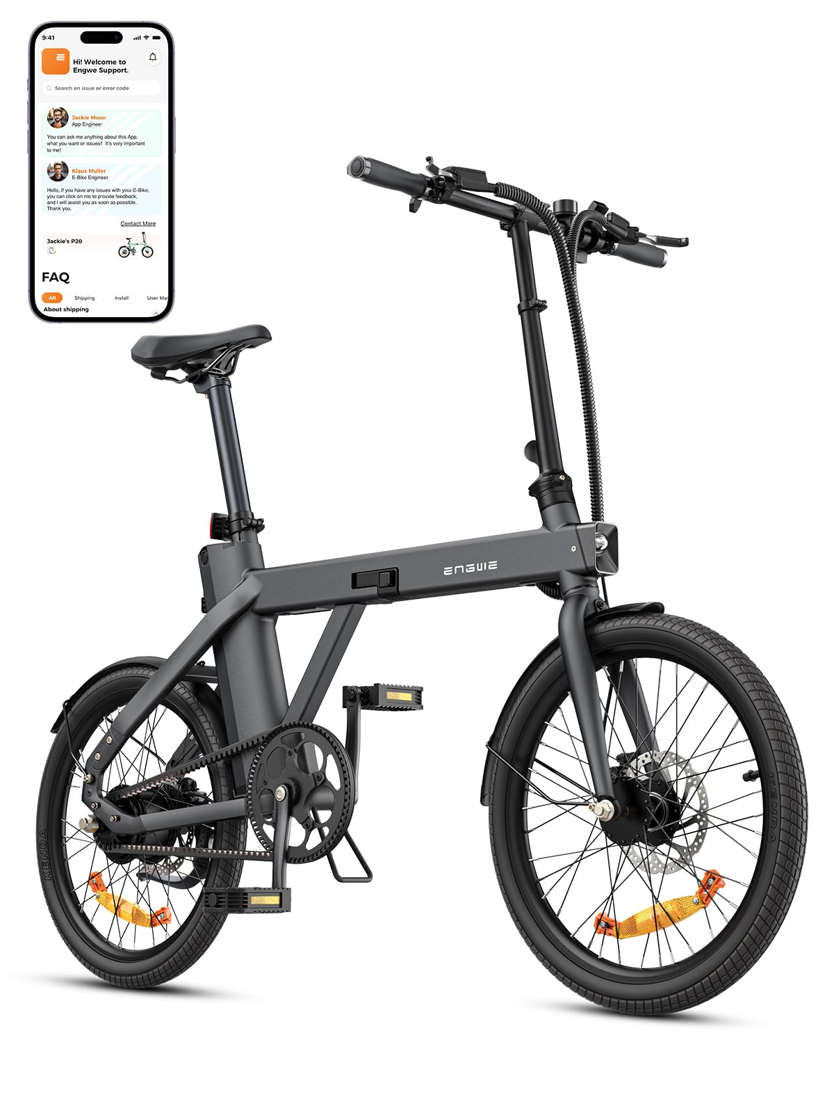 **ENGWE 36V 9.6Ah Electric Bike - 100km Range, 250W Motor, 25km/h Speed, 42Nm Torque Sensor & Carbon Belt - Folding E-Bike with 3-Level PAS for City Commuting (Perfect for Urban Travel & Eco-Friendly Transport)**