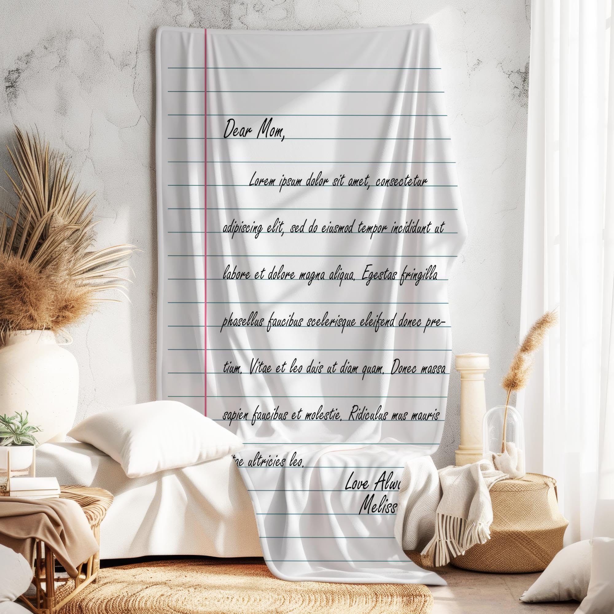 Custom Letter Blanket with Personalized Text - Perfect Gift for Christmas, Valentine's Day & Mother's Day | Cozy Personalized Throw Blanket for Couples, Family & Home Decor