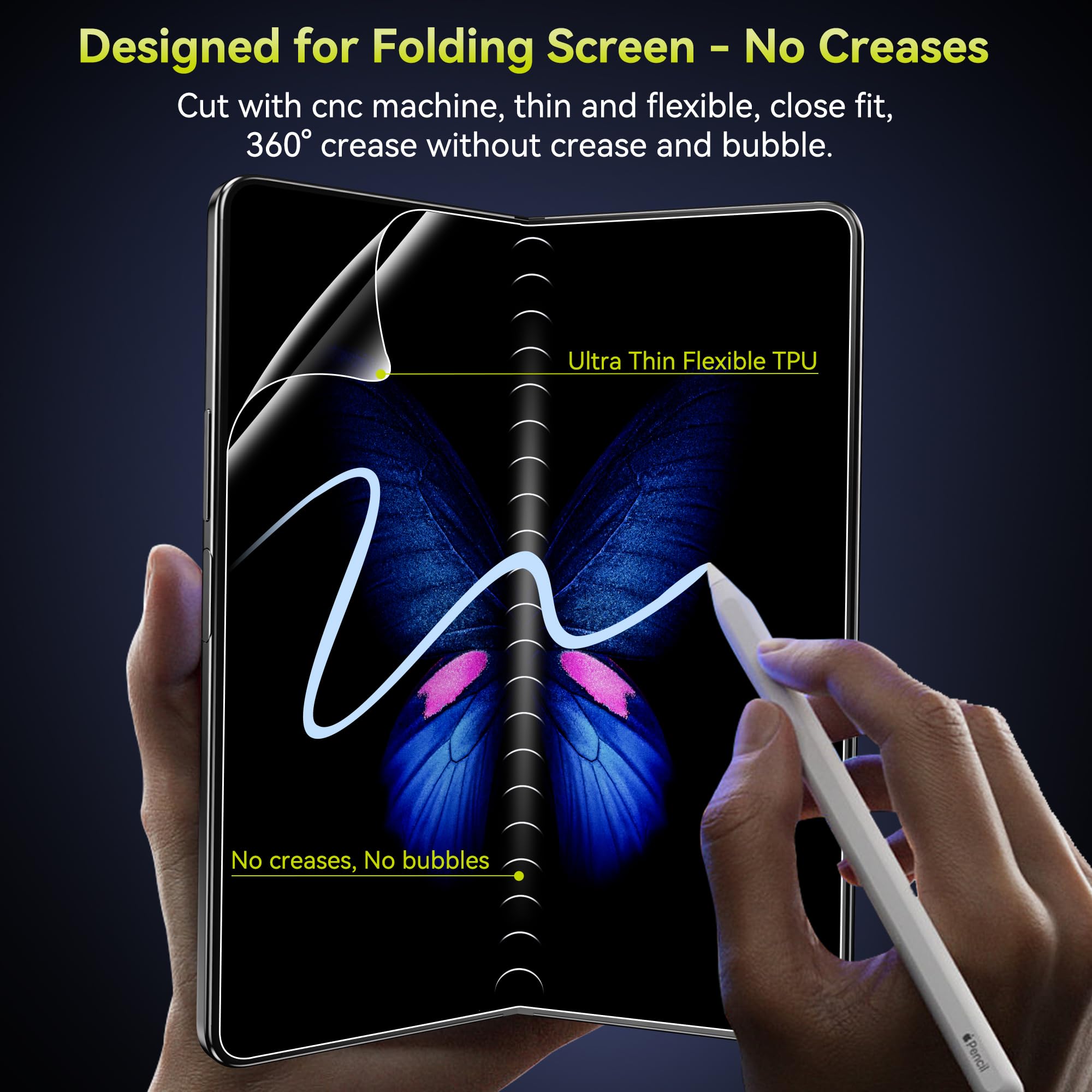 WSKEN Samsung Galaxy Z Fold 5/4 Screen Protector - 2 Pack TPU Film & Tempered Glass - Bubble-Free, Easy Installation - Perfect for Work & Entertainment