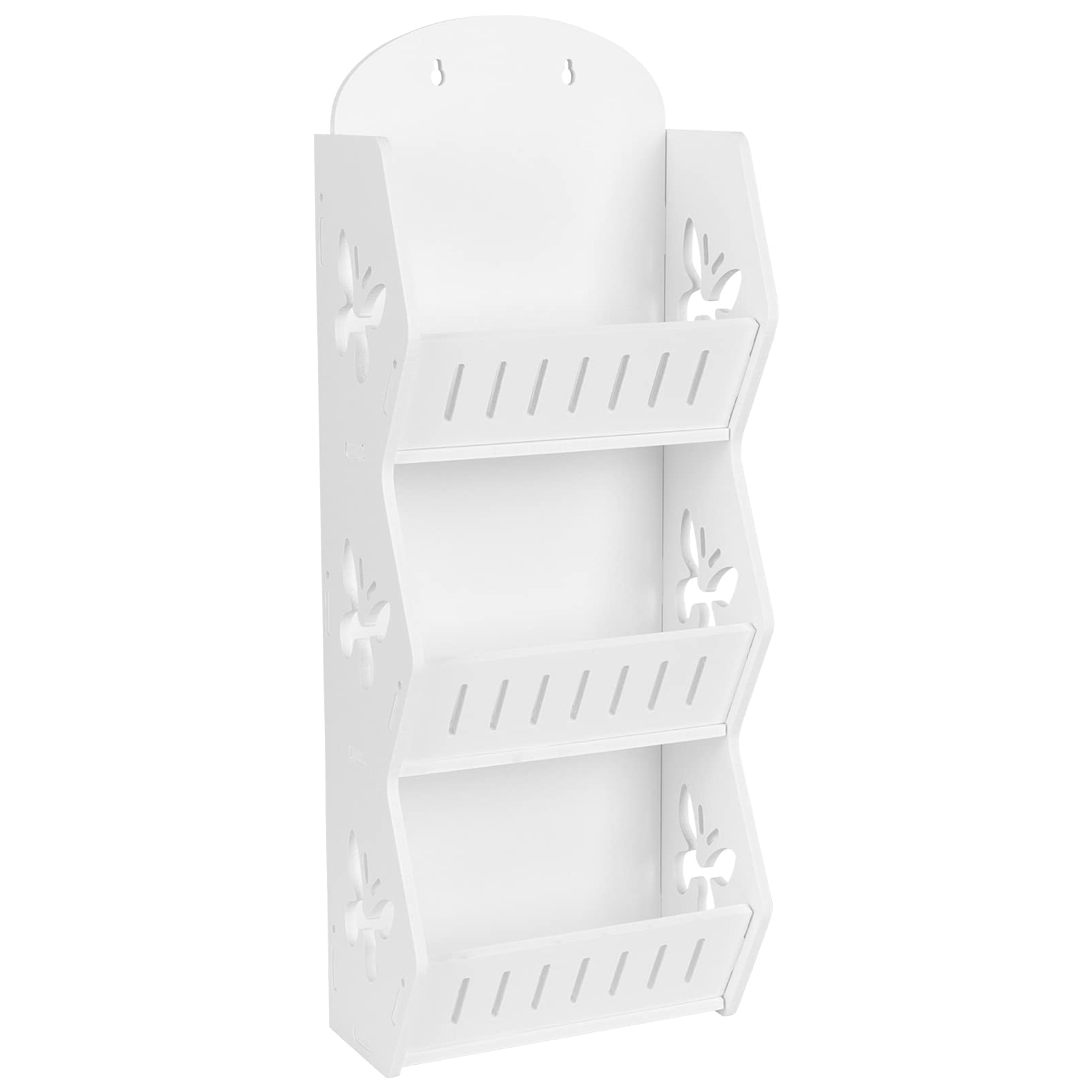 DOITOOL 3-Tier White Plastic Bathroom Shelf - Wall Mounted Shower Organizer with Hollow Butterfly Design - Space Saving Storage for Toiletries, Cosmetics & Bathroom Essentials - Perfect for Small Bathrooms, Showers & Vanities