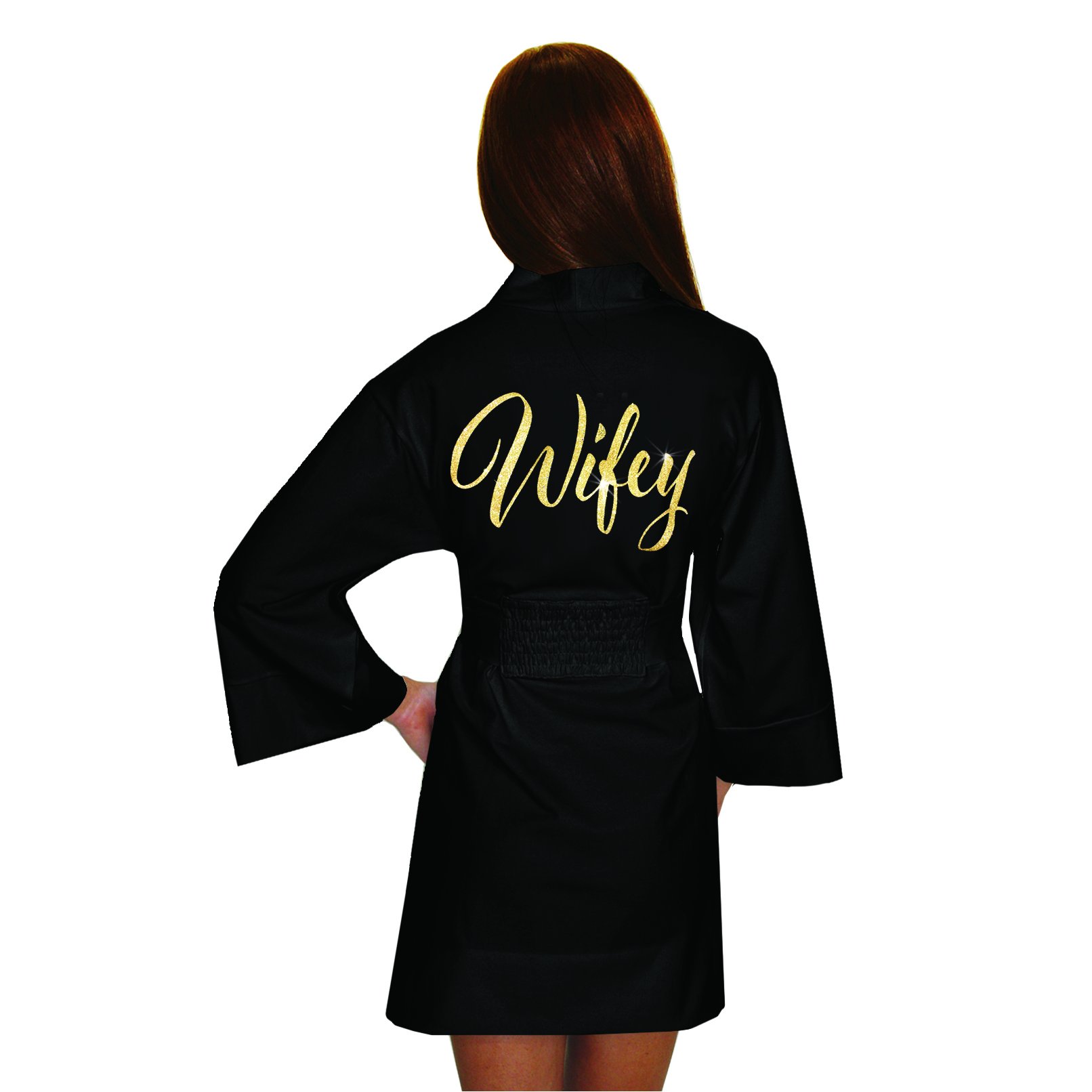Elegant Black Bridal Robe for Bride & Wife - Soft Wrapping Wedding Gown for Getting Ready, Photos & Honeymoon