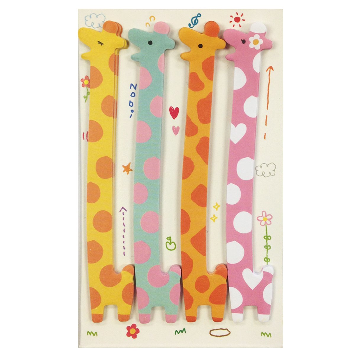 Wrapables Bookmark Flag Index Tab Sticky Notes - 2 Pack (Hot Dog & Giraffe Designs) | Colorful Page Markers for Books, Planners & Office Organization