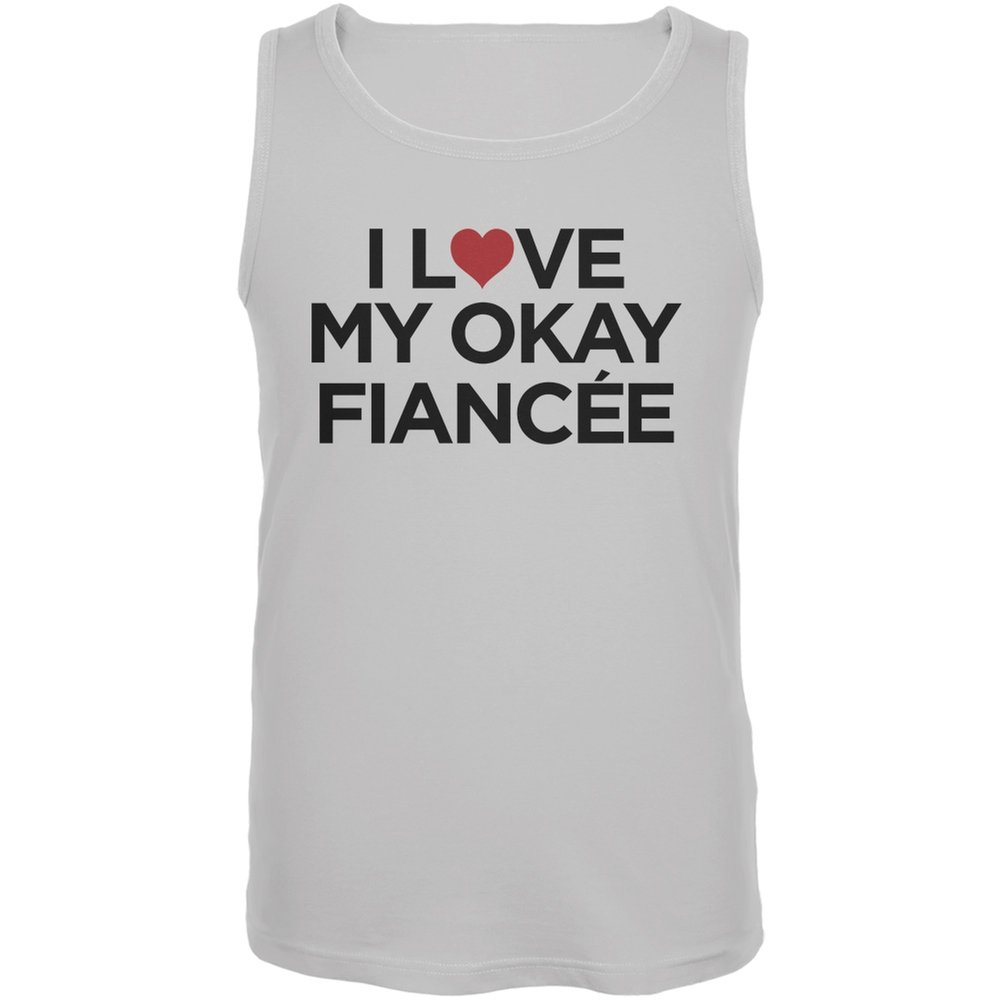 I Love My Okay Fiancee White Juniors Soft Tank Top - Comfortable Casual Summer T-Shirt for Women, Perfect for Dating, Beach Outings and Everyday Wear