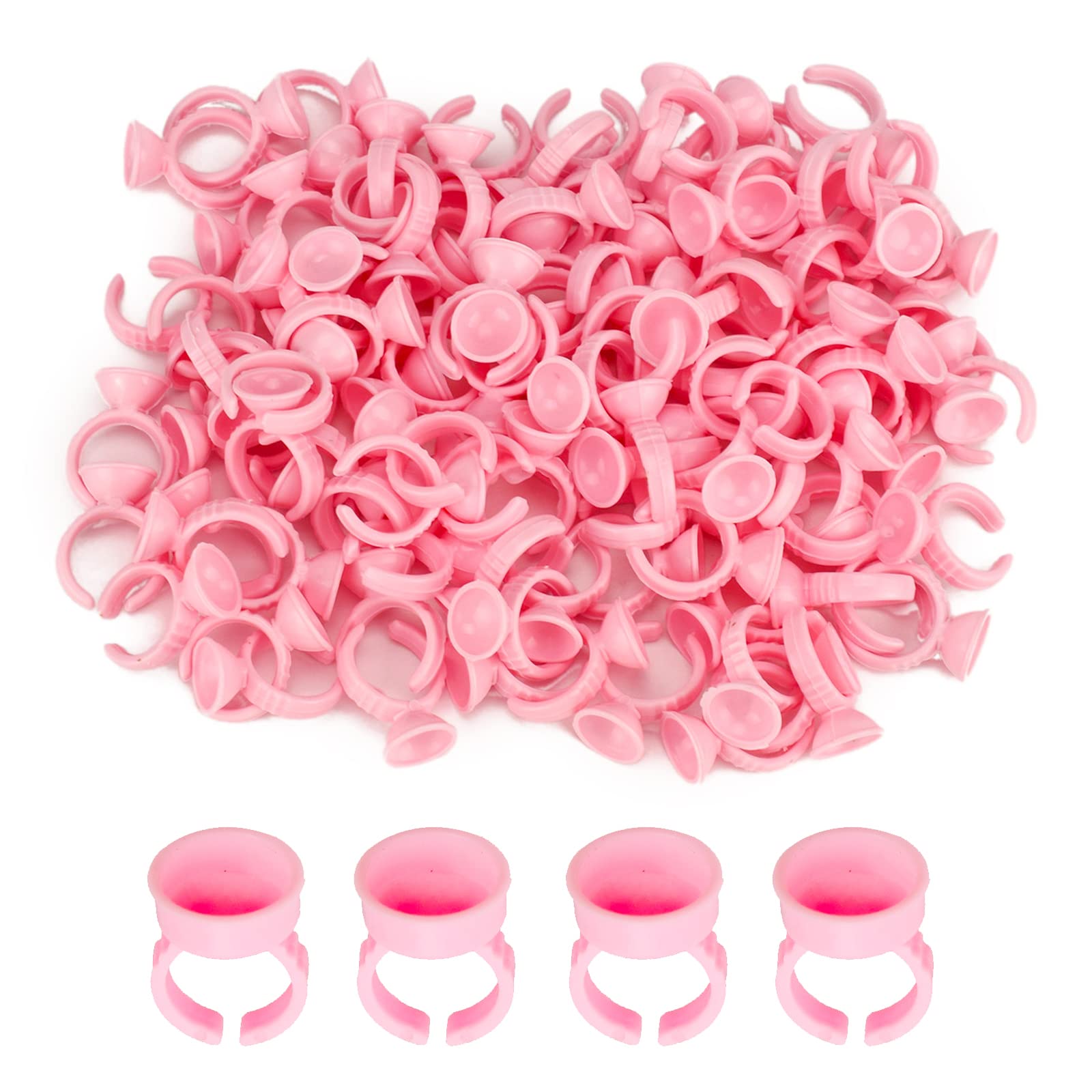 100 PCS Heart-Shaped Lash Glue Rings - Plastic Eyelash Extension Glue Holders for Volume Lashes & Quick Blossom Cups | Perfect for Professional Lash Artists & DIY Home Use