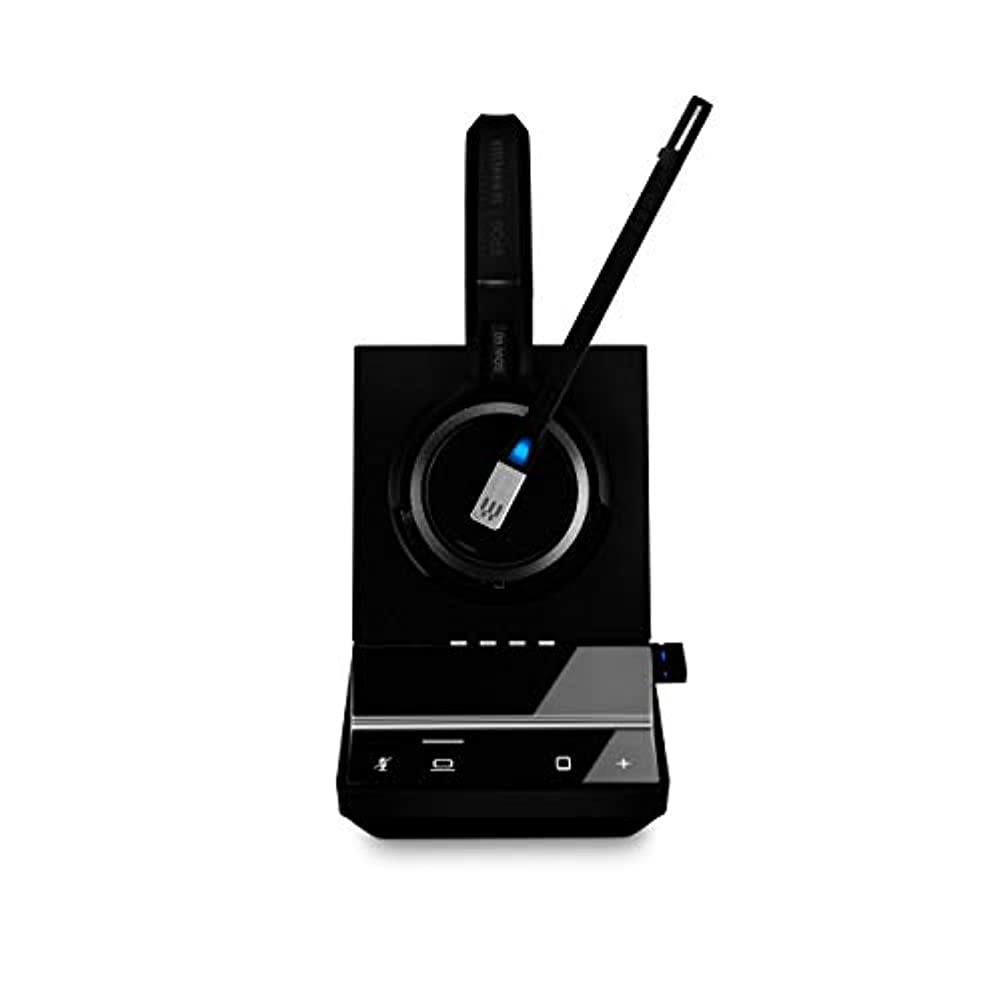 Sennheiser SDW 5064 Wireless DECT Headset with Dual Microphone & Ultra Noise Cancelling - Binaural Headset for Softphone, PC & Mobile Phone - Perfect for Call Centers, Remote Work & Office Use - Black (Model 507012)