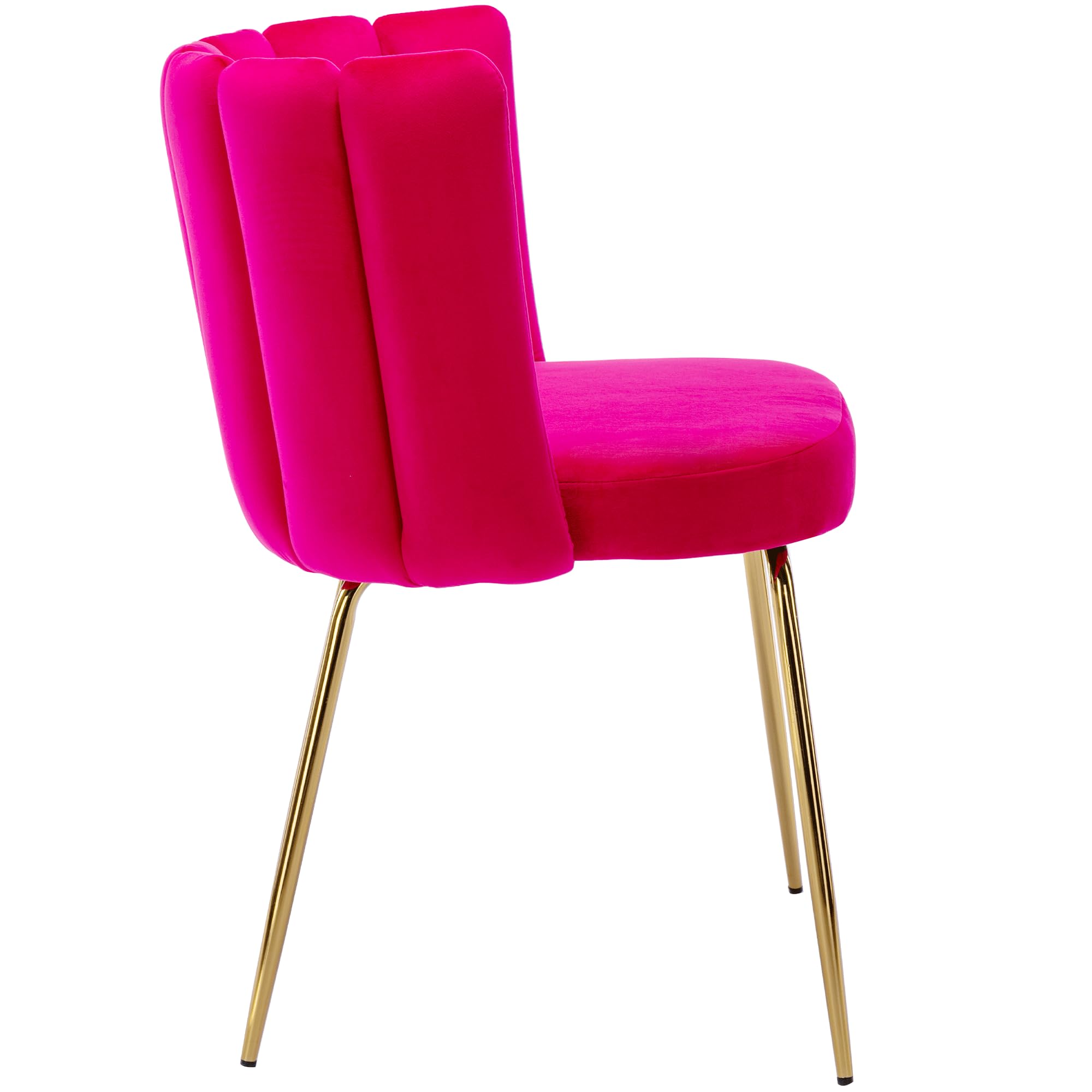 Velvet Dining Chairs Set of 4 - Modern Upholstered Accent Chairs with Gold Metal Legs for Kitchen, Living Room & Dining Room - Soft Rose Velvet Barrel Chairs for Home Decor & Entertaining