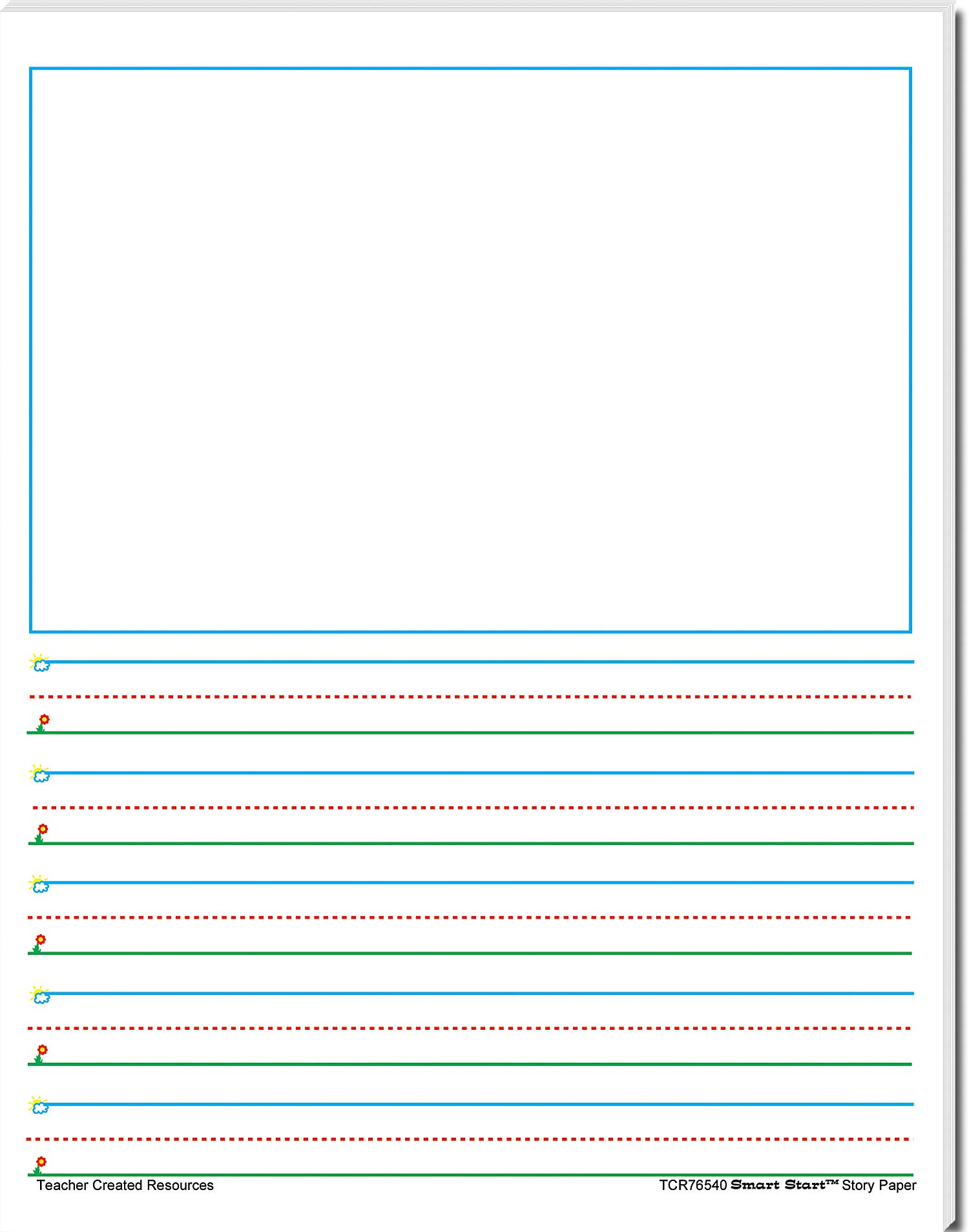 Teacher Created Resources (76540) Smart Start 1-2 Story Paper: 40 Sheet Tablet for Kids Writing Practice - Perfect for Classroom, Homeschooling & Early Learning Activities