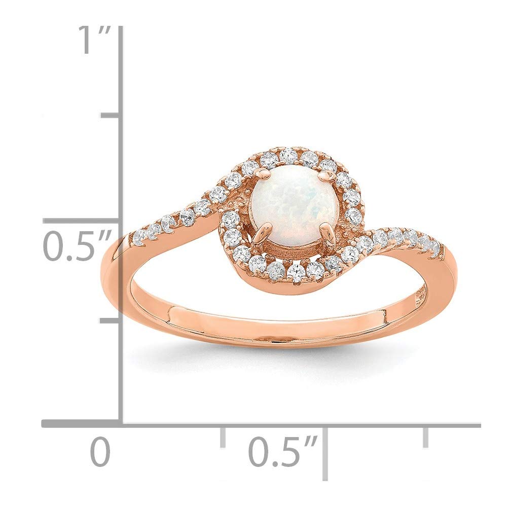 925 Sterling Silver Rose Gold Lab-Created Opal & Cubic Zirconia Halo Ring for Women | Elegant Fine Jewelry Gift for Her | Perfect for Anniversaries, Birthdays & Special Occasions