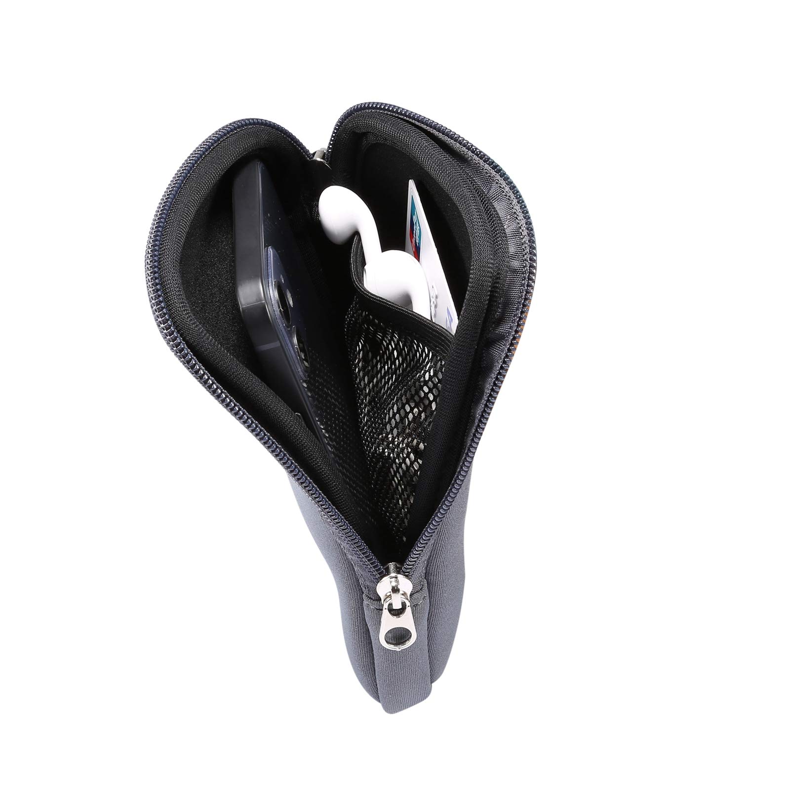 Waterproof Neoprene Phone Pouch with Zipper & Adjustable Neck Strap - Compatible with iPhone 16/16 Pro/15/15 Pro/14/14 Pro/13/12/SE/X/XS, LG Aristo/Phoenix Series (Gray) - Ideal for Travel, Gym, Hiking & Outdoor Activities