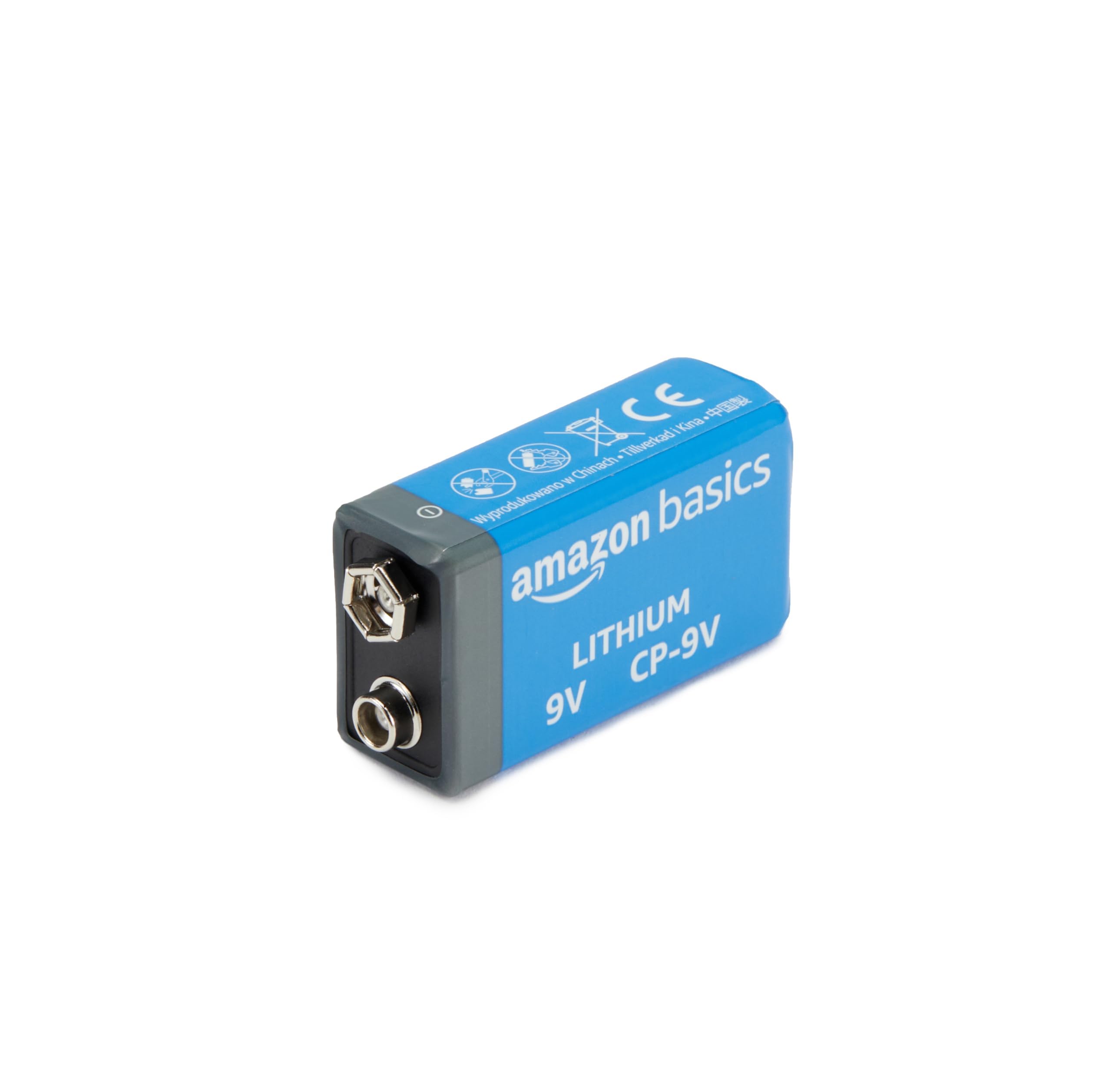 Amazon Basics 4-Pack 9 Volt Lithium High-Performance Batteries - 10-Year Shelf Life, Long Lasting Power for Smoke Detectors, Toys & Electronics