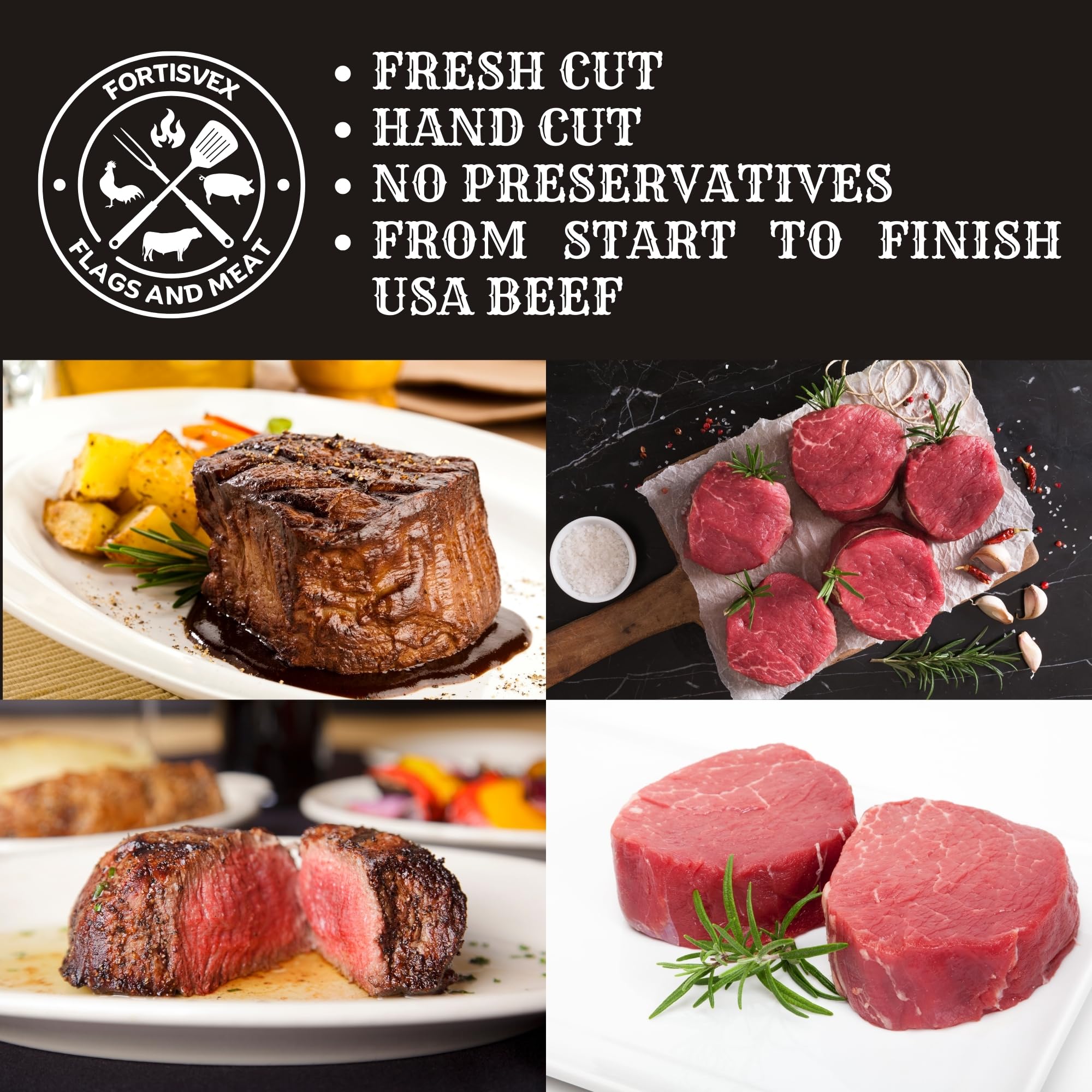 Premium Idaho Filet Mignon Tenderloin Steak - 8oz USDA Prime Beef (6-Pack, 3lbs) | Gourmet Steakhouse Quality for Grilling, Special Occasions & Fine Dining at Home