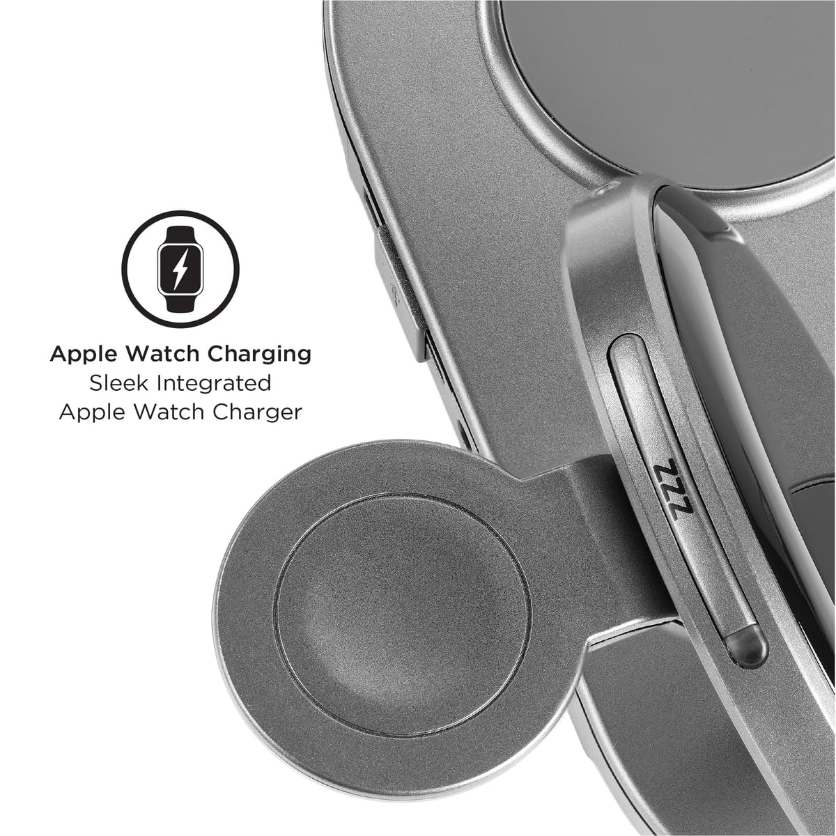 iHome POWERVALET Quad 4-in-1 Dual Qi Wireless Fast Charger for iPhone, AirPods, Apple Watch - 30W USB Charging Alarm Clock with Nightstand Mode | Perfect for Bedroom, Office & Travel (iWW33)