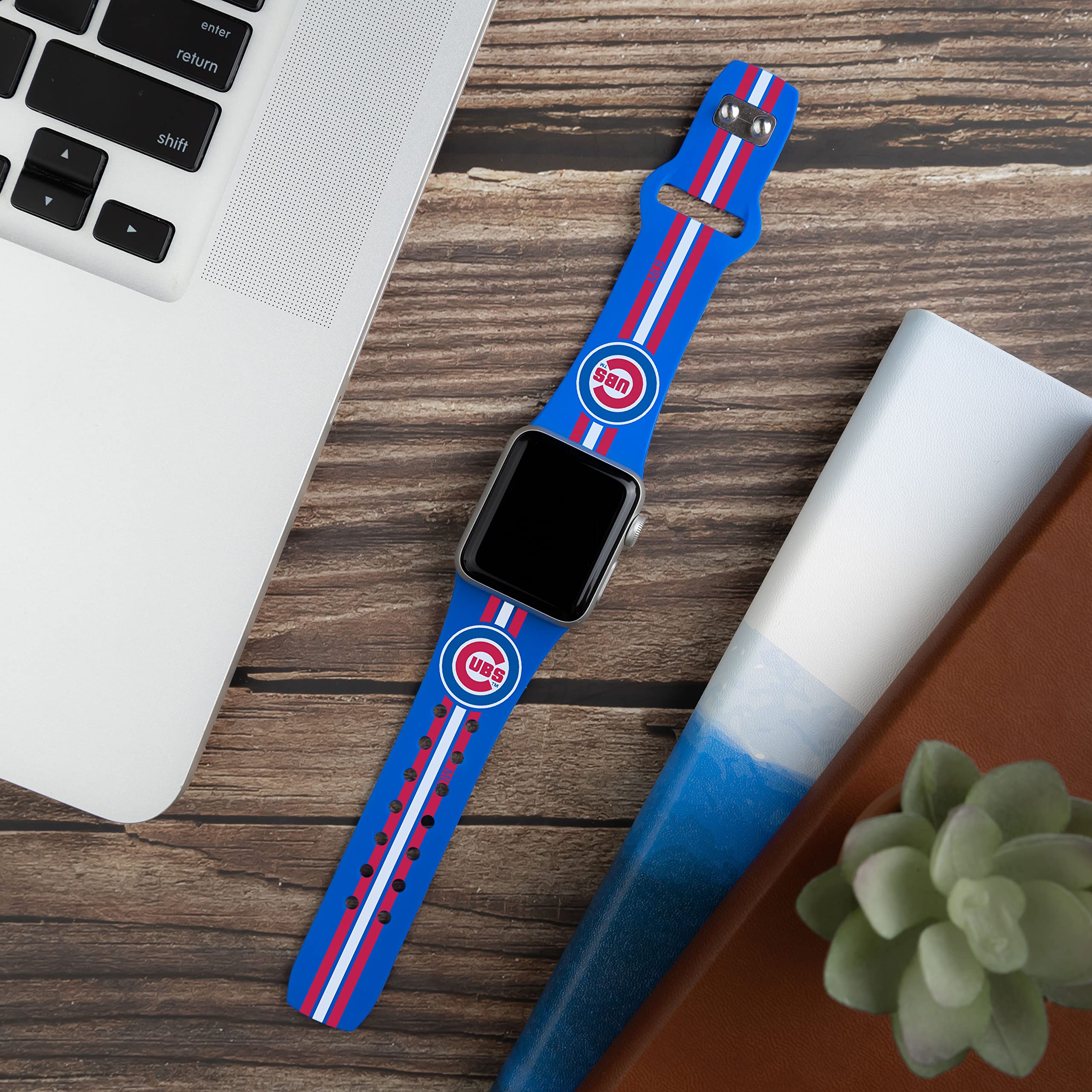 Chicago Cubs HD Watch Band for Apple Watch - Durable Silicone Strap, Compatible with All Apple Watch Series (38mm/40mm/41mm/42mm/44mm/45mm/49mm) - Perfect for Baseball Fans, Game Day & Casual Wear
