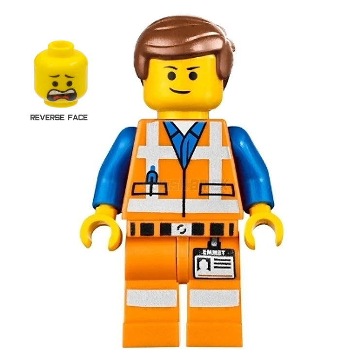 LEGO Minifigure Emmet with Lopsided Closed Mouth Smile/Scared Expression - The LEGO Movie Collectible Toy for Display & Play | Perfect for LEGO Fans, Movie Collectors & DIY Scenes
