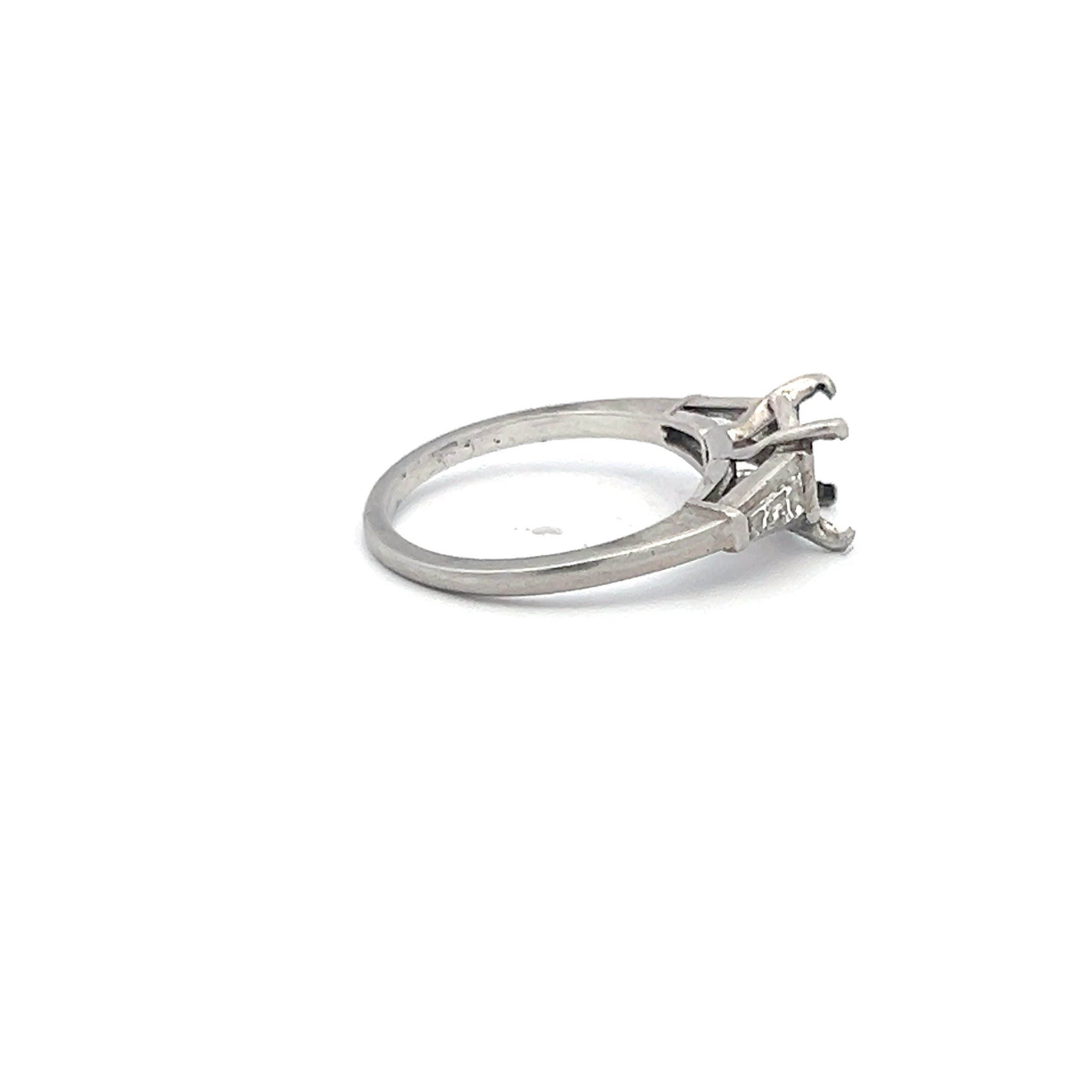 0.25 Carat Tapered Baguette H VS1 Diamond Platinum Semi Mount Ring - Elegant Engagement & Wedding Band for Brides & Anniversary Gifts