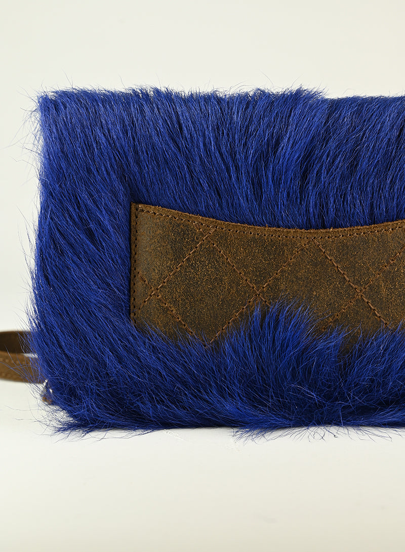Chanel Blue Fur Crossbody Bag for Women - Luxury Designer Handbag for Evening Parties & Special Occasions