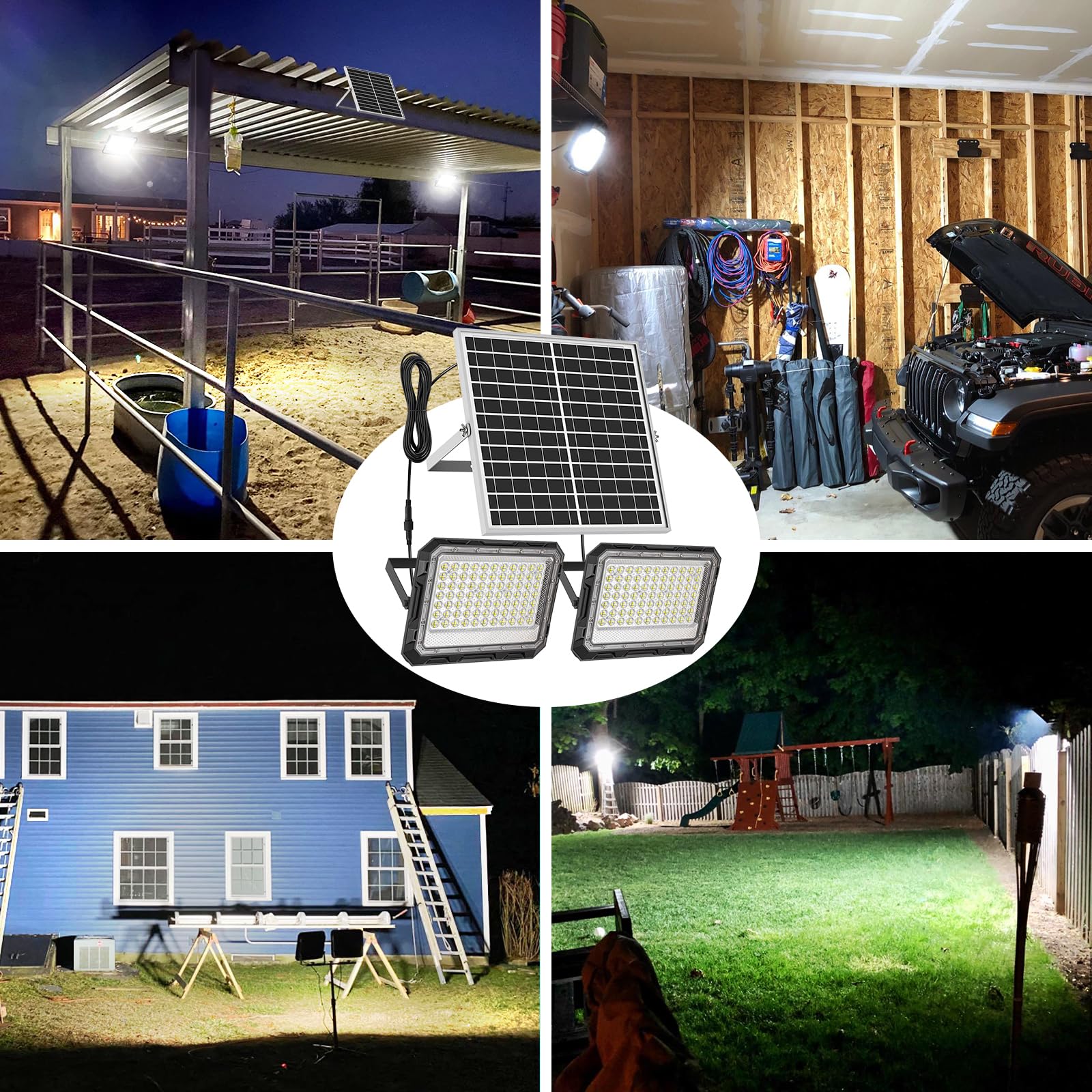 150W Solar Flood Light Outdoor - 1500 Lumens 385 LED IP65 Waterproof Security Light with Remote Control | Dusk to Dawn Solar Powered LED Floodlight for Yard, Garden, Driveway, Patio & Backyard Lighting