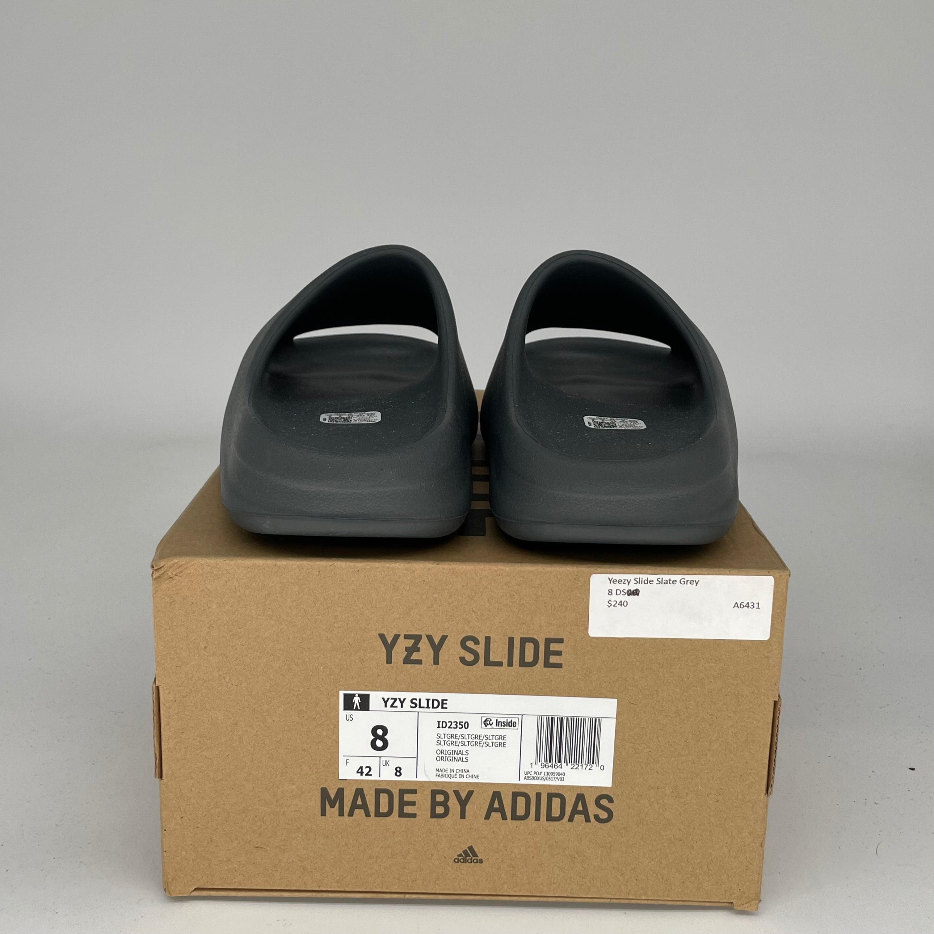 Adidas Yeezy Slide Slate Grey - Men's Size 8 [ID2350] | Comfortable Slides for Beach, Pool & Casual Wear
