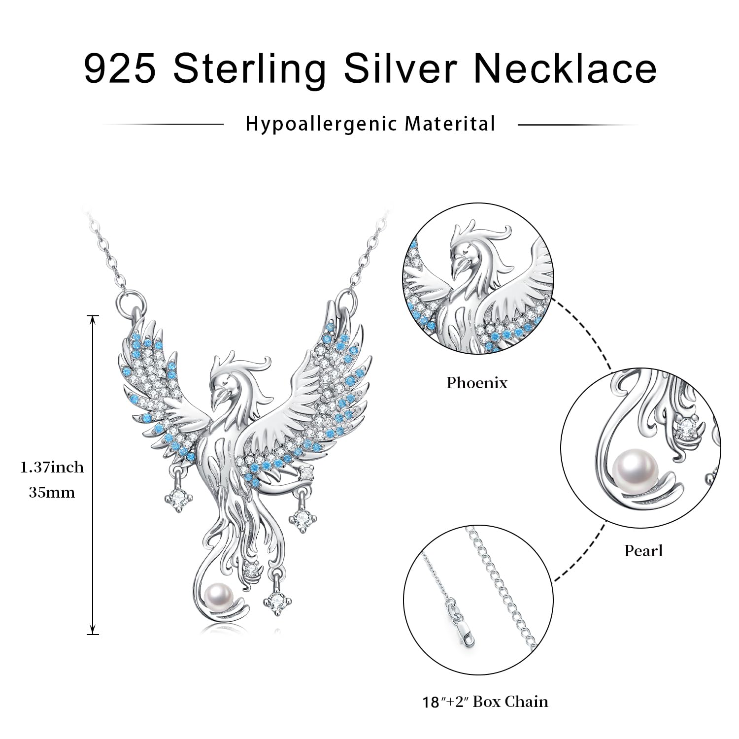 925 Sterling Silver Phoenix Necklace for Women - Elegant Phoenix Bird Pendant Jewelry | Perfect Birthday, Christmas & Valentine's Day Gift | Ideal for Date Nights, Weddings & Special Occasions