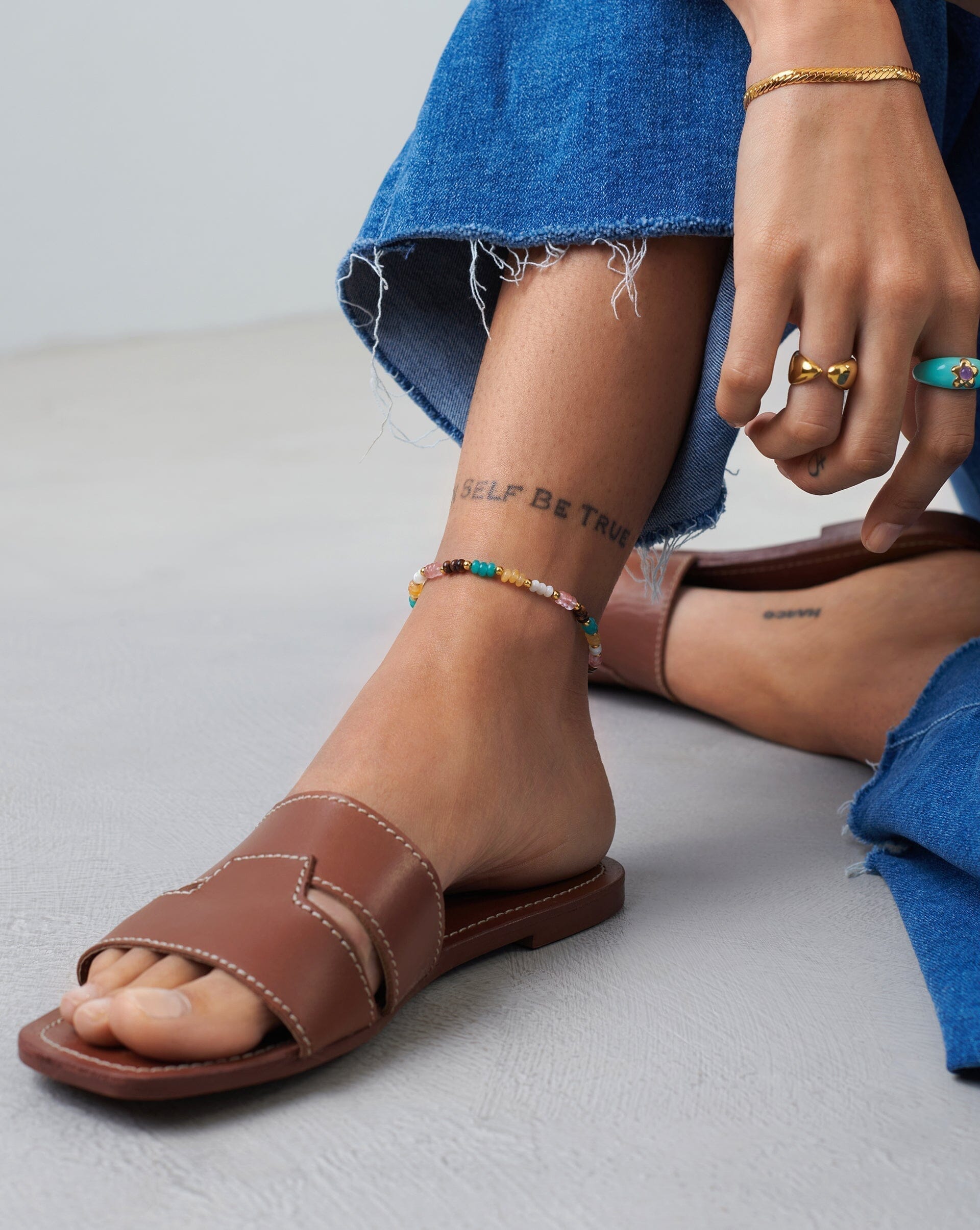 Good Vibes Multi Beaded Anklet - Adjustable Boho Ankle Bracelet for Women - Perfect for Beach, Summer & Festival Outfits