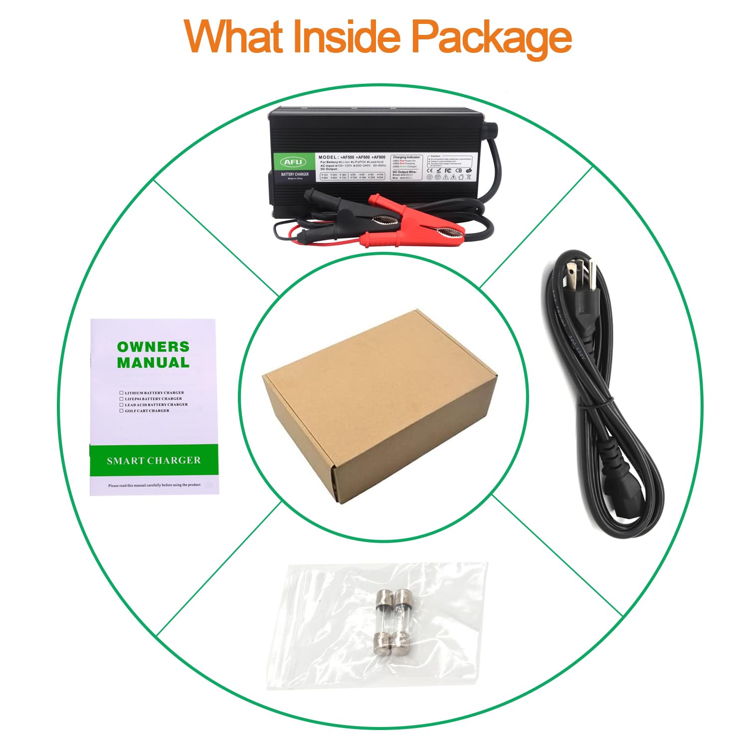 58.4V 10A Smart LiFePO4 Battery Charger for 16S 48V Lithium Iron Phosphate Battery Packs - Alligator Clip Connector Included - Perfect for Golf Carts, Solar Energy Storage & Electric Scooters